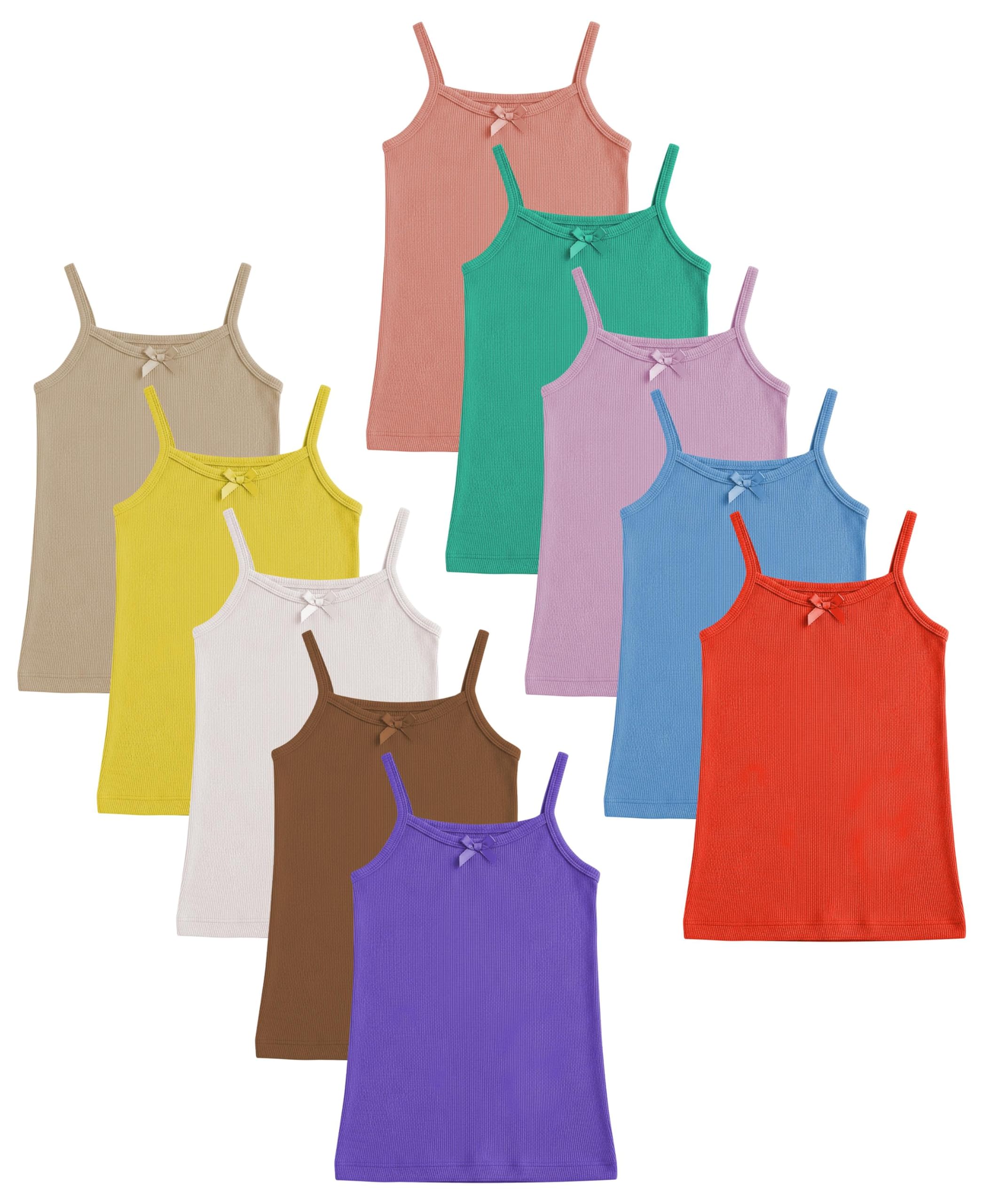 Andrew Scott Girls' 100% Cotton Camisole Tanks | Cami Tops | Multi Packs & Colors