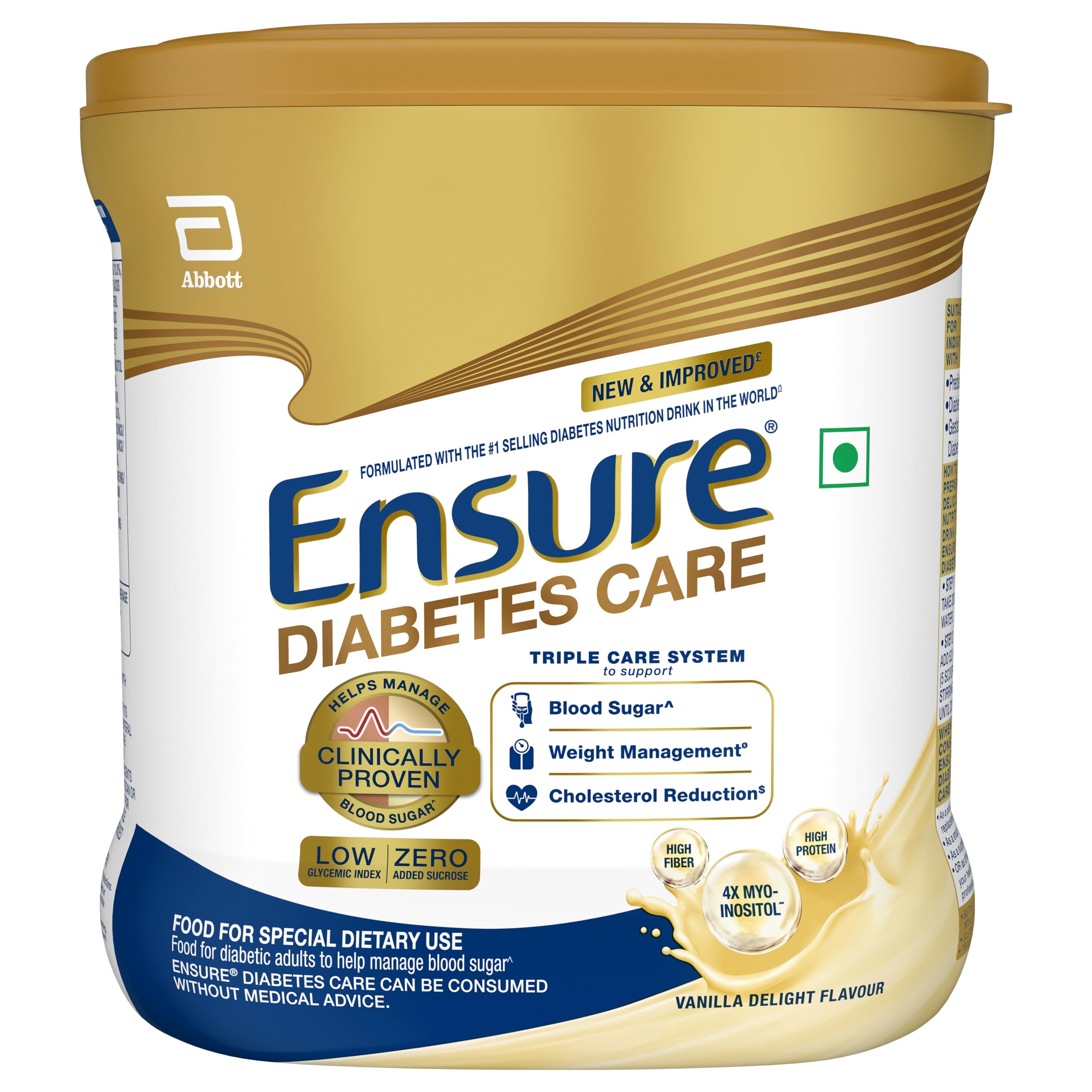 Ensure Diabetes Care Abbott Vanilla Delight Flavor - 400 gm (Previously known as Glucerna SR)