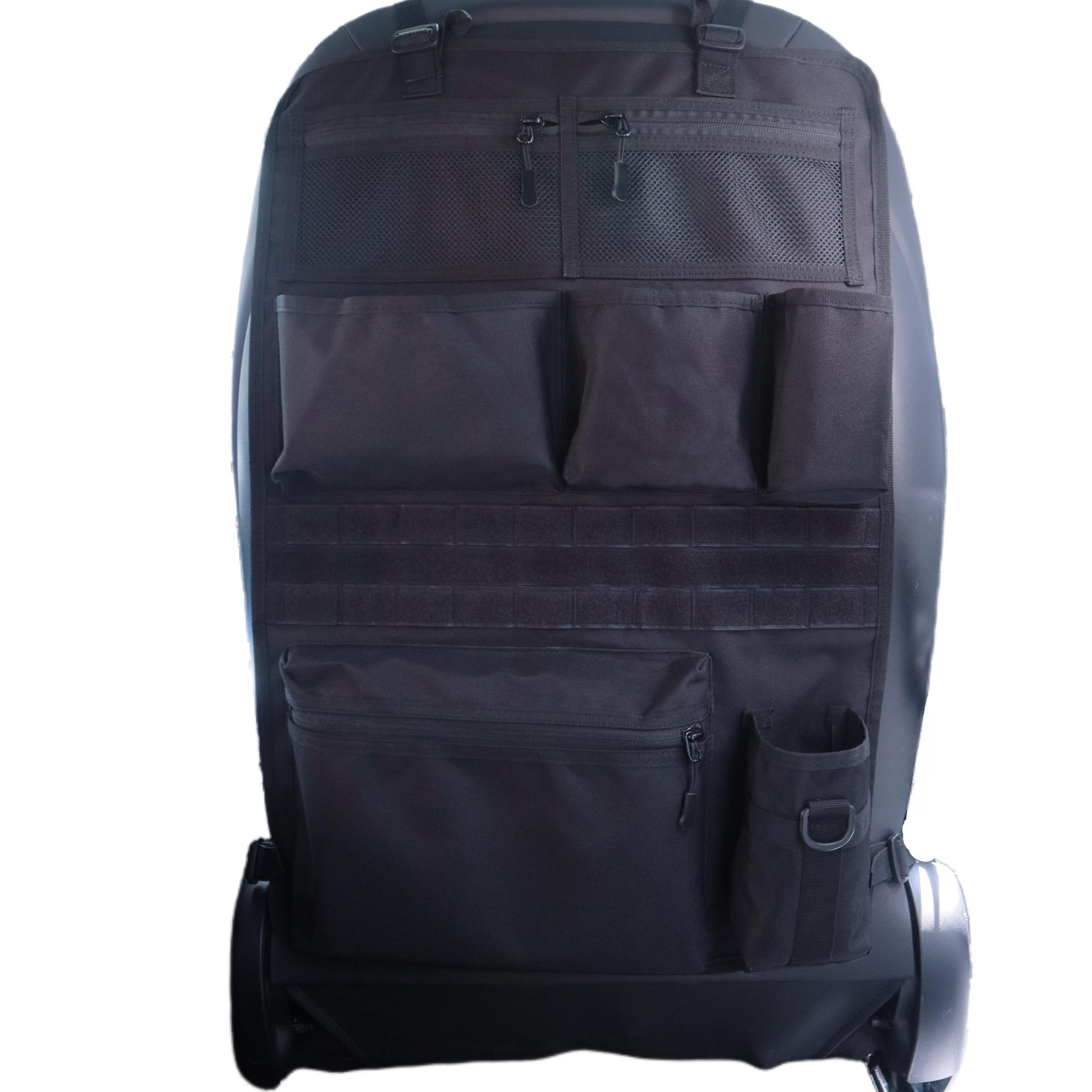 WHEELOJOY 7-Compartment Tactical Car Seat Back Organizer, MOLLE/Velcro Compatible, Waterproof, Ripstop 600D Polyester Fabric, Quick Adjust Buckle Straps for Universal Fit on Most Cars/Trucks/Jeeps