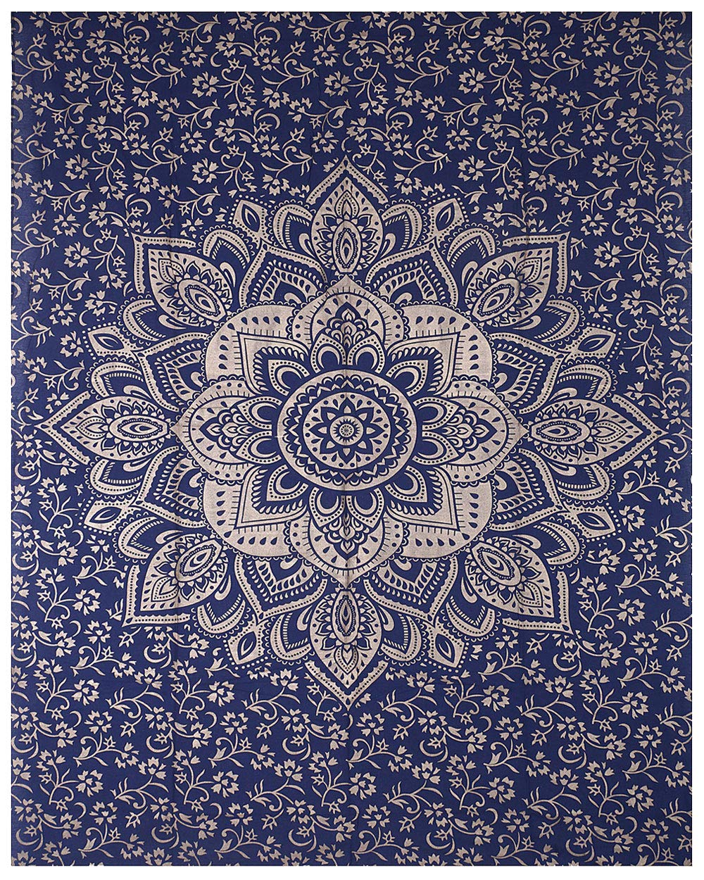 AUNERCART New Launched Blue Gold Passion Ombre Mandala Small Tapestry Poster Beach Throw Bohemian Wall Hanging Gypsy Art Big Flower Tapestries 44x30 Inches