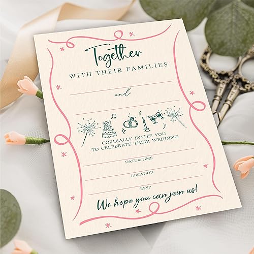 Miniatura 3 de Invitaciones de boda - Bocetos encantadores - 25 invitaciones de boda con sobres, invitaciones de estilo de relleno de doble cara para señor y