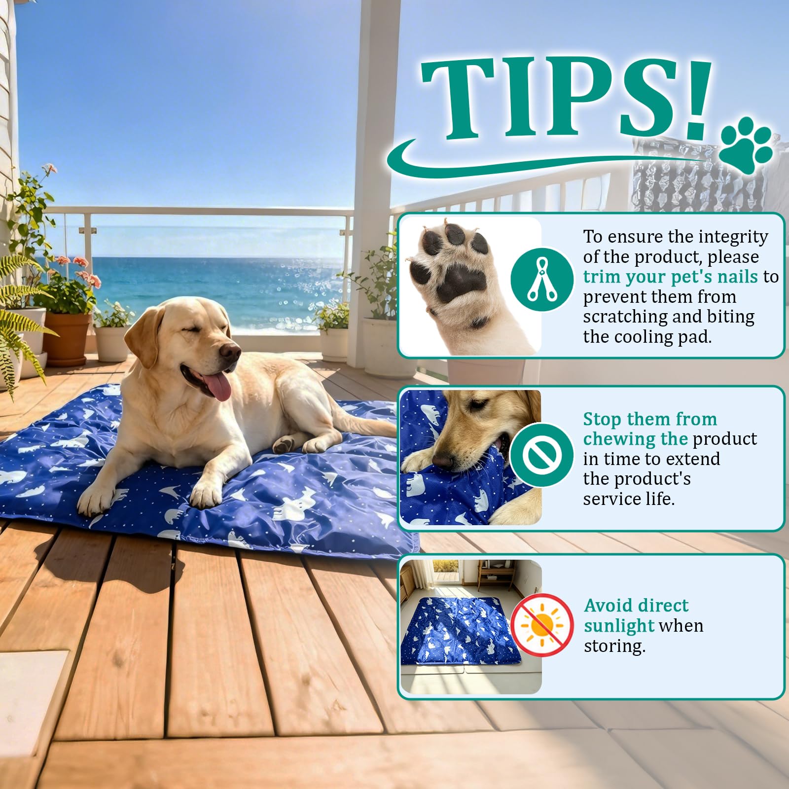 Cama Refrescante Perro, Almohadilla de Gel Autorefrescante Duradera e Impermeable para Perros y Gatos, Manta de Hielo Que Mantiene a Las Mascotas Frescas en Verano(Dark Blue, 50x60cm)