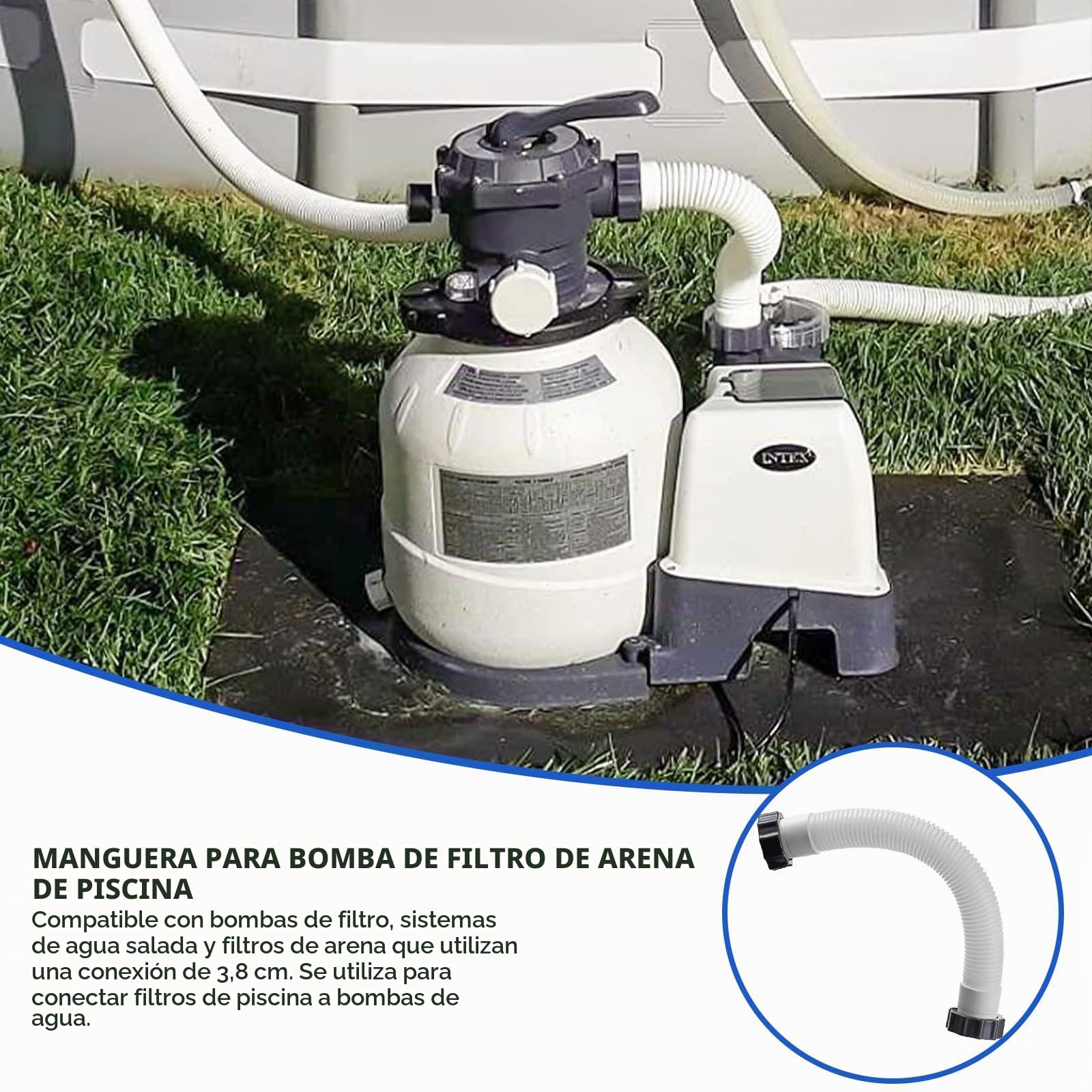Tubo Depuradora Piscina,Manguera de Bomba de Piscina 40cm,Manguera de Repuesto para Piscina,Tubo Piscinas con Tuerca,Manguera Depuradora para Intex,Para Bomba Filtro Arena Y Sistema Sal