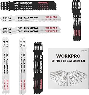 WORKPRO 20 Piece Jigsaw Blades Set T Shank Jigsaw Blade Set for Wood and Metal Compatible with Bosch Dewalt Makita Ryobi