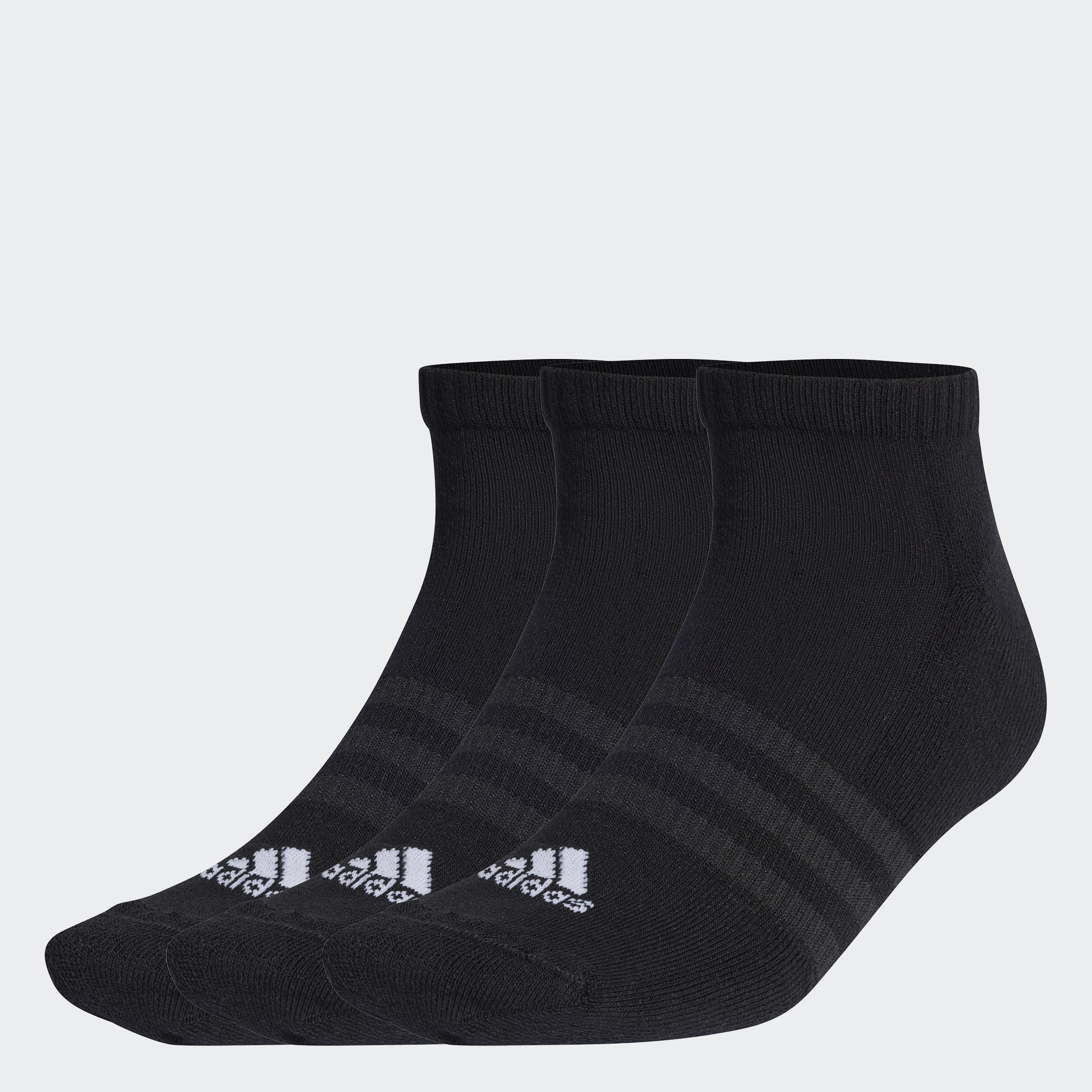 adidas Unisex Cushioned Sportswear 3 Pairs No Show Socks, Black/White, XS