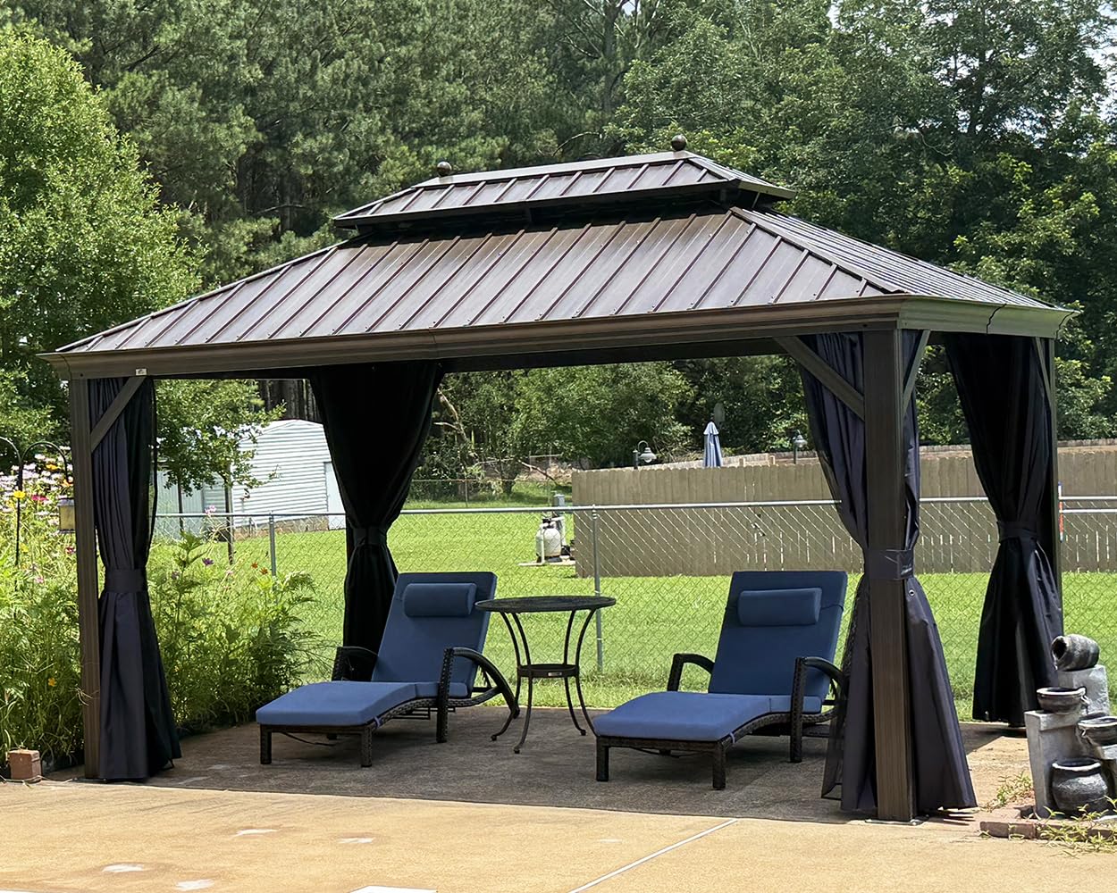 PURPLE LEAF Outdoor Hardtop Gazebo 10' x 14' Aluminum 4.7" Wide Frame Patio