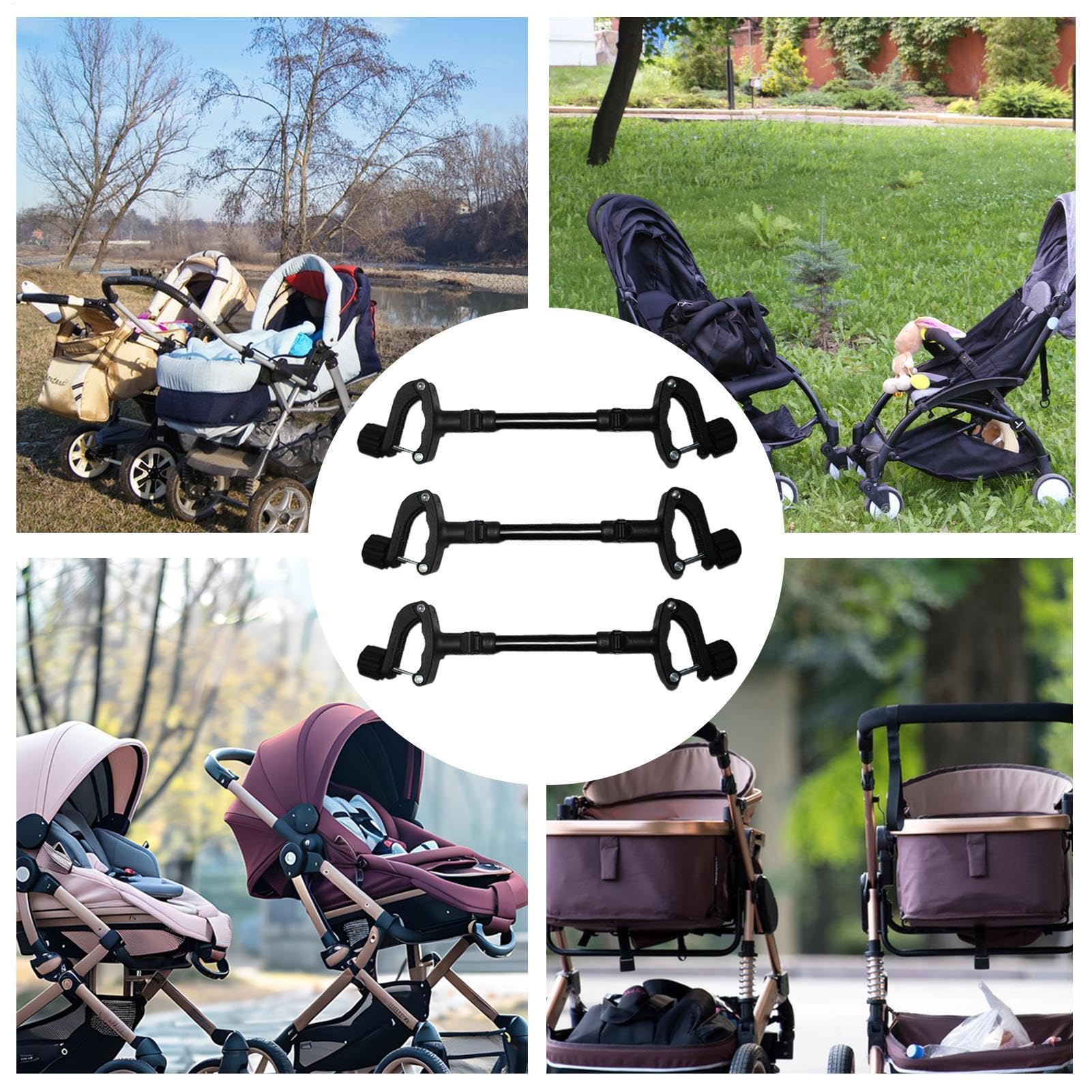Connettori per passeggino – Connettori gemelli per passeggino | Gancio regolabile per accessori per passeggino | Accessori di collegamento versatili per viaggi all'aperto in famiglia