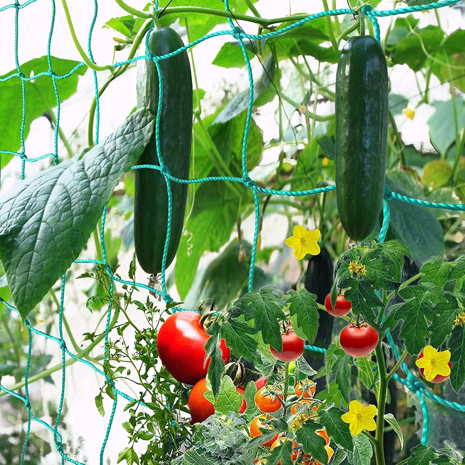 RELAX4LIFE 2 PCS Treillis Déformable 122 X 86 CM, Filet De Jardin Pour Plantes Grimpantes Concombres Tomates Fraises, Support De Plantes Pliable Avec Piquets De Sol Pour Jardin Balcon Serre, Vert