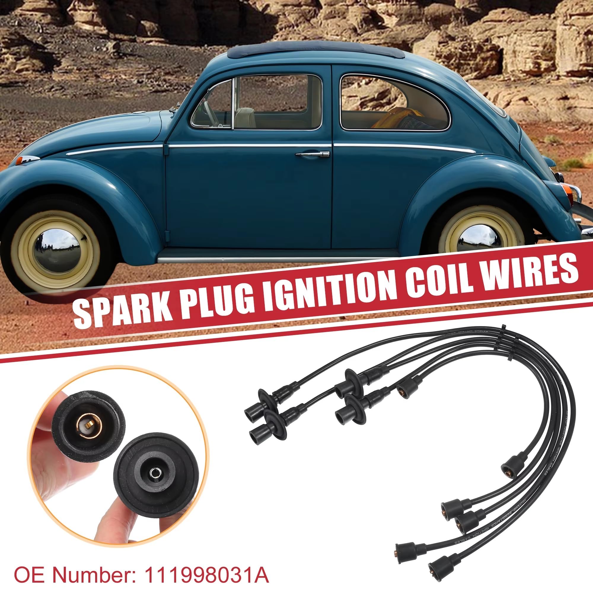 Cavi di accensione per VW Maggiolino H4 1.2L Benzina 1960-1966 | 111998031A Cavo Candela Cavo Bobina di accensione