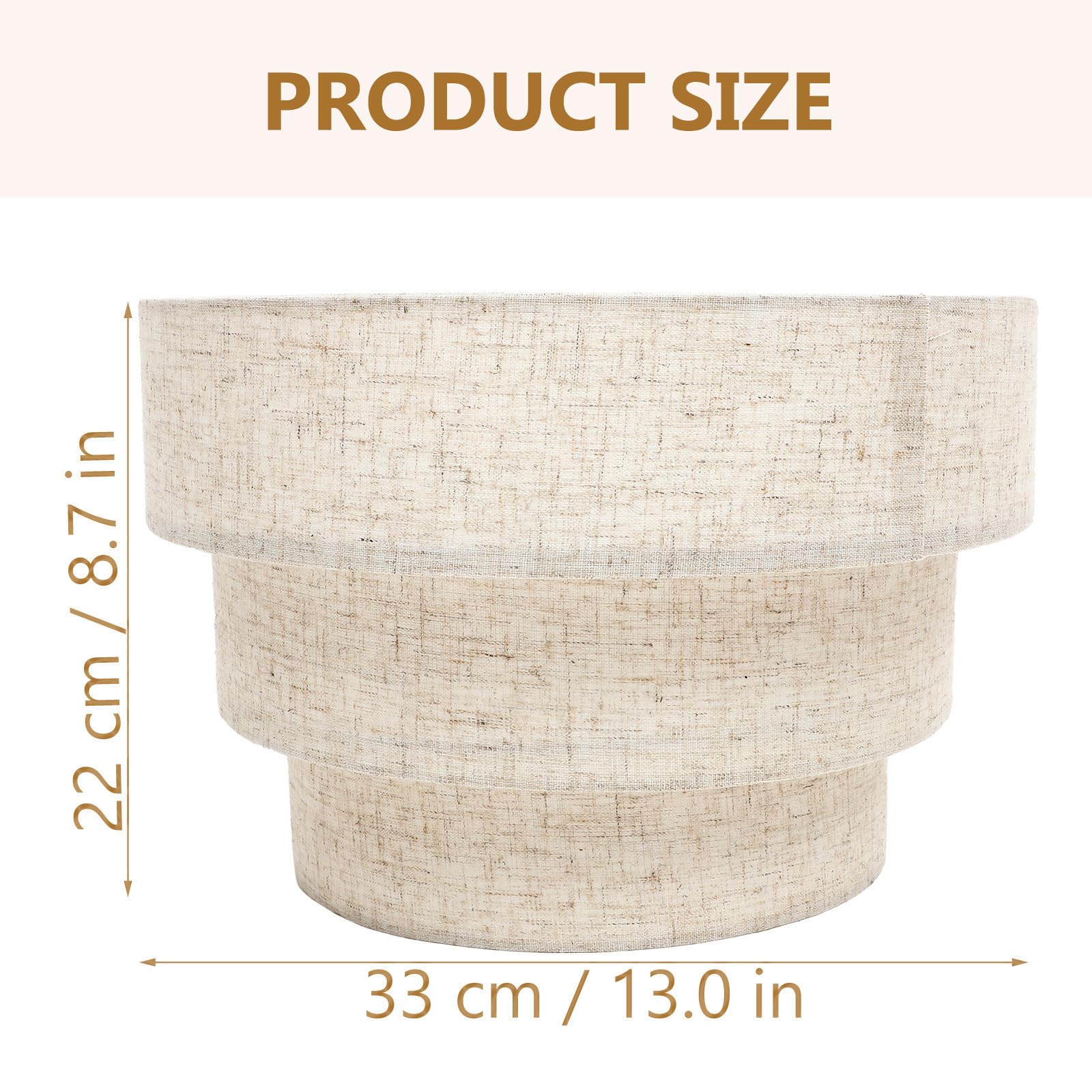 Abat-jour Rond en Lin Beige à 3 Niveaux pour Lampe de Sol Suspendre, Design Moderne et Vintage, Protection des Yeux et Haute Performance