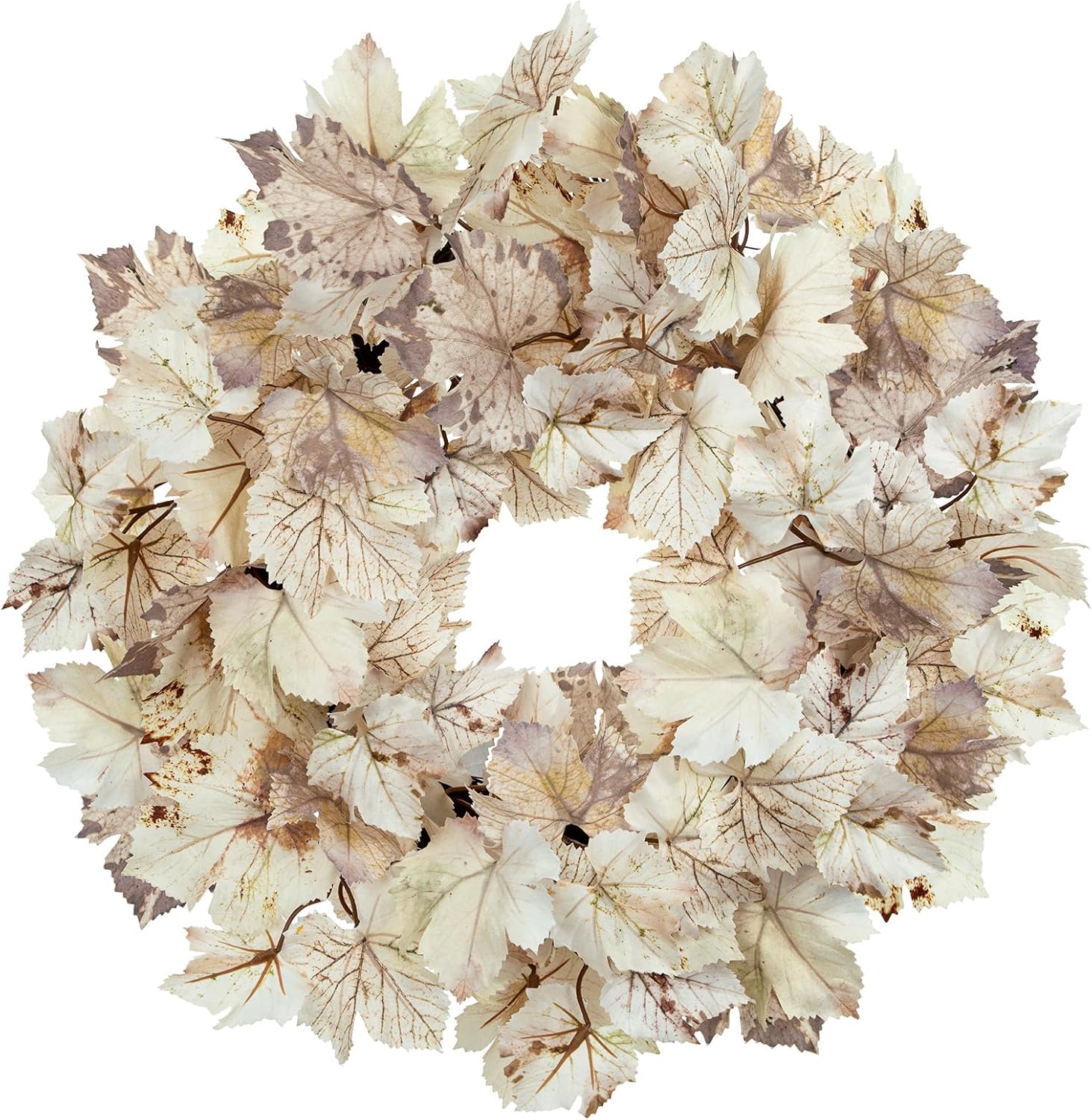 White Maple Leaf Wreath 24 Inch Fall Door Wreath, Neutral Autumn Front Door Decor, Farmhouse Leaf Garland Wall Hanging, Artificial Autumn Wreaths Rustic Thanksgiving Wedding Party Decor Indoor Outdoor Orange