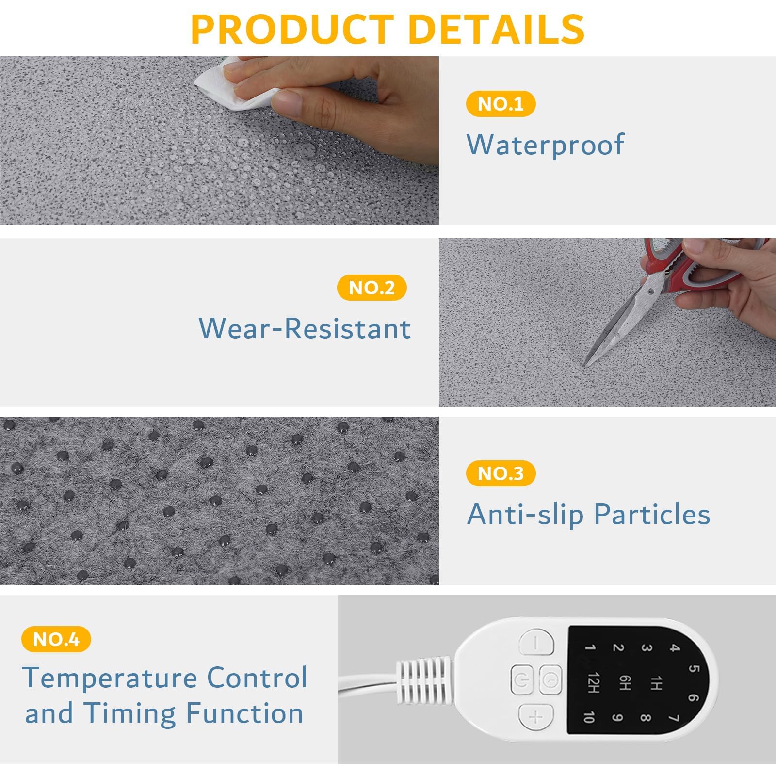 Calentador térmico de PVC de 110 V para calentador de pies debajo del escritorio, 22 x 20 pulgadas, almohadilla de calefacción eléctrica de ahorro de energía, alfombra térmica para piso 4