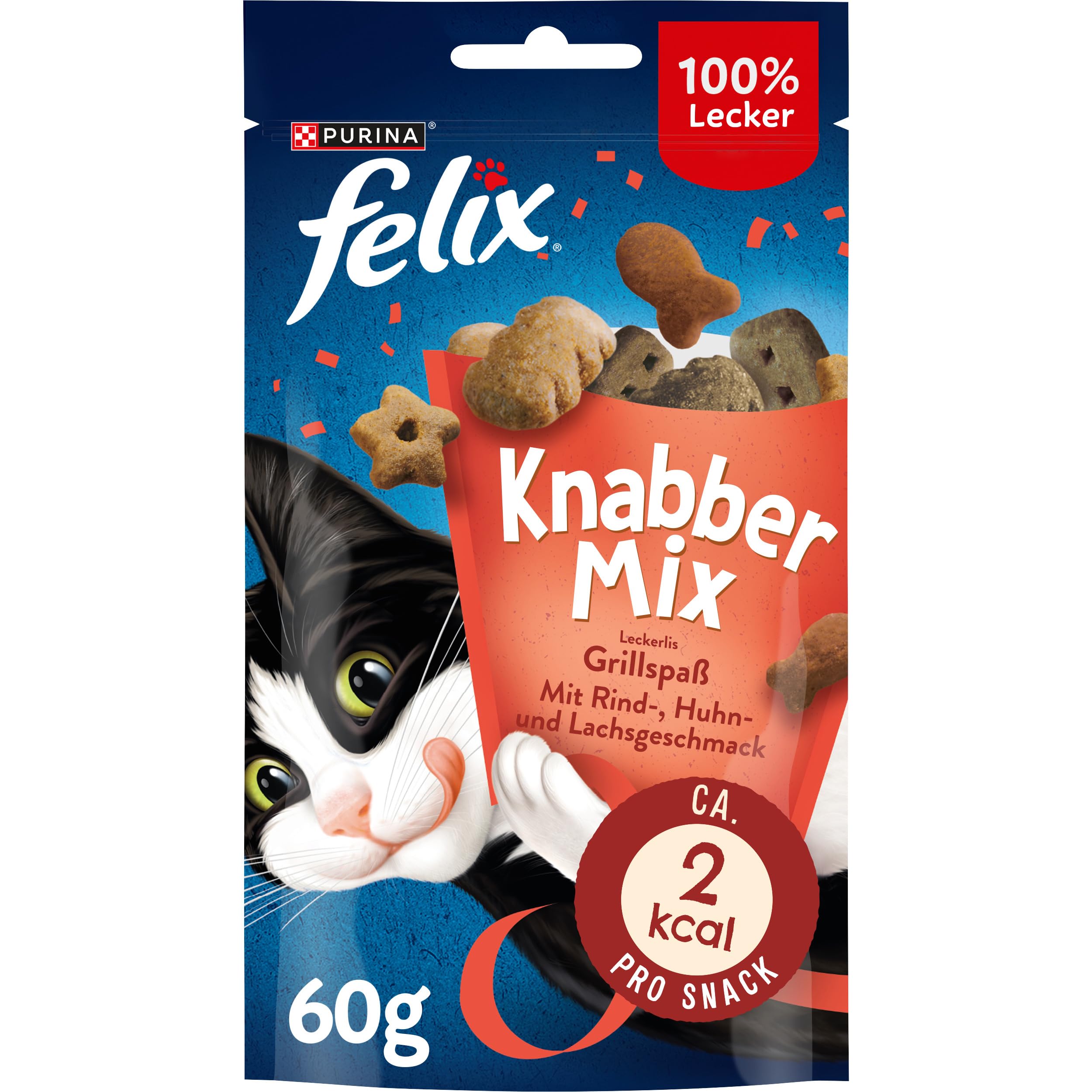 Felix Golosinas para Gatos Knabber Mix, Pack de 8 (8 Paquetes de 60 g)