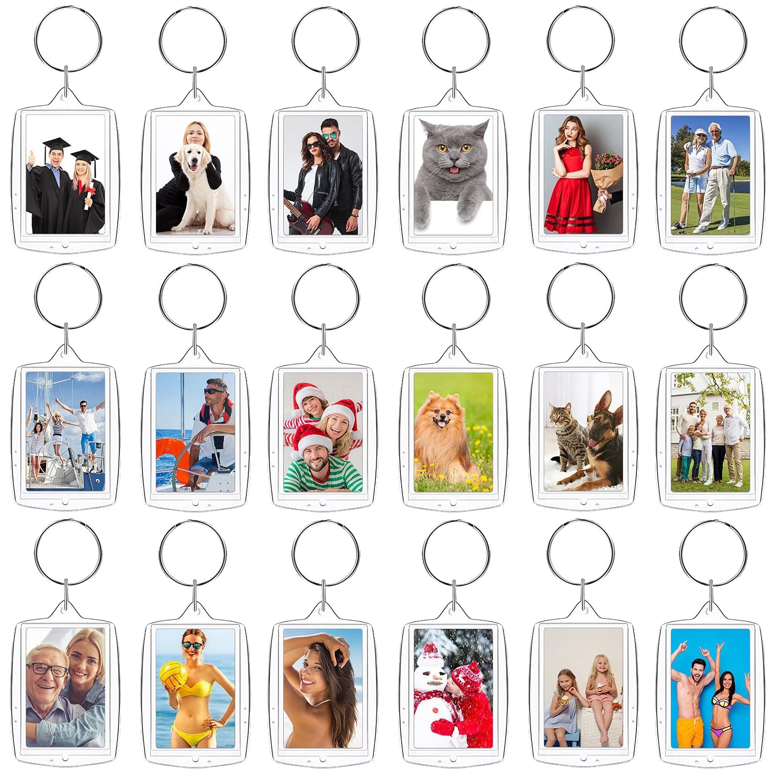 bharatbazaar 10 Pcs Photo Keychain, Acrylic Photo Frame Keyring,Keychain Clear Acrylic with Split Ring,Photo Insert Keychains for Personalised Custom,Artwork,Gifts-picture-47