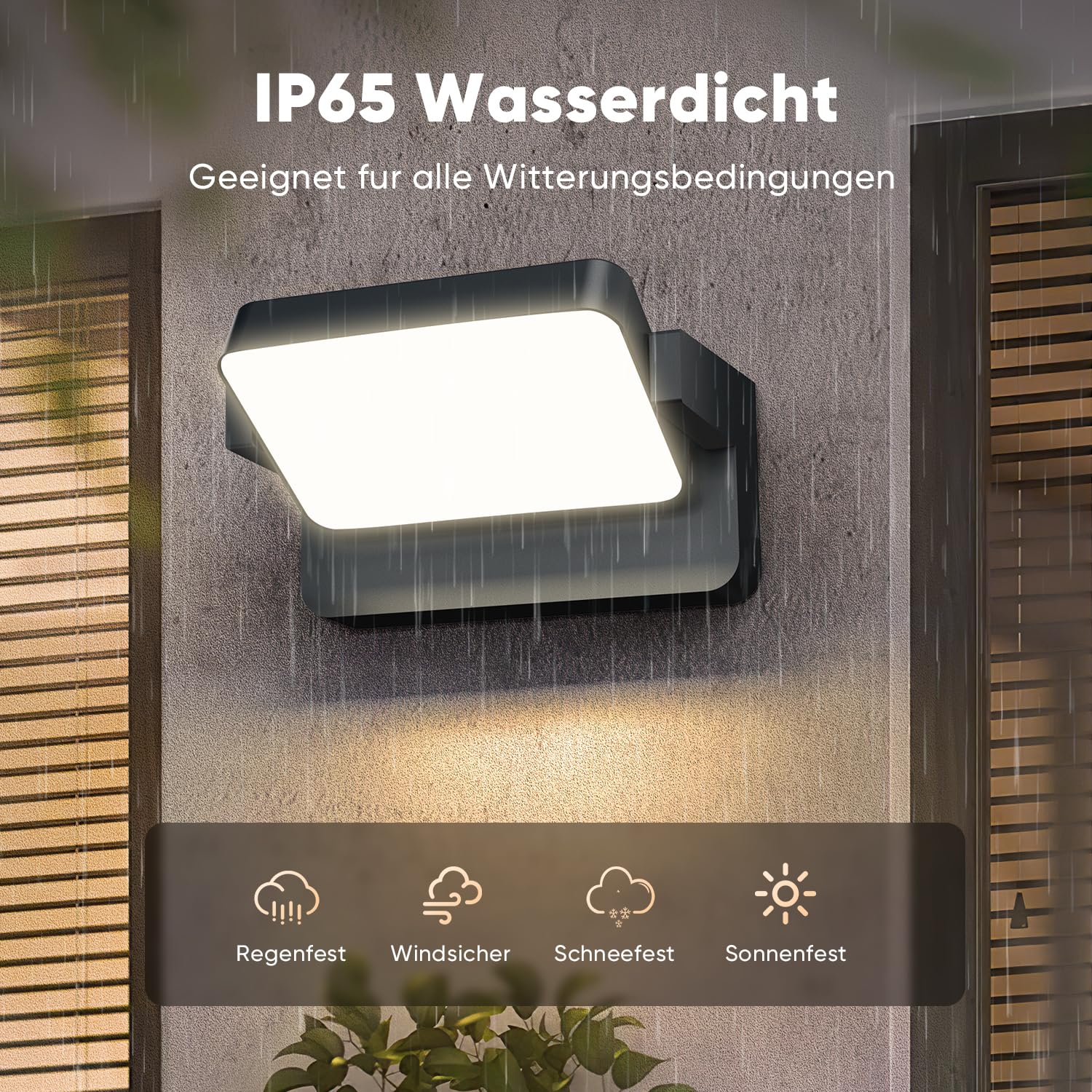 vatato 30W Außenwandleuchte mit Bewegungsmelder, LED Wandleuchte Innen Außen Wandlampe mit Schwenkbar Panel, Wasserdicht IP65 aussenlampe wand, Warmweiß außenleuchte 3000K (Dunkelgrau 1 Stück)