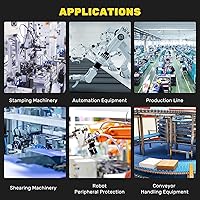 Vista 8 de CGOLDENWALL Cortinas de Luz de Seguridad, Pantalla de Protección con Sensor de Vigas, Paso de Vigas 40mm, 10 Vigas, Altura de Protección 360mm