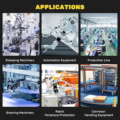 Miniatura 8 de CGOLDENWALL Cortinas de luz de seguridad, sensor de protección de seguridad, pantalla de luz de paso de haz de 1.575 in, vigas 10, altura de