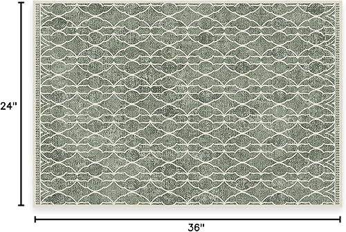 Miniatura 3 de RUGGABLE x Star Wars - Alfombra lavable con enrejado Grogu verde salvia, 2 x 3, resistente a las manchas, antideslizante, pequeña lavable a máquina