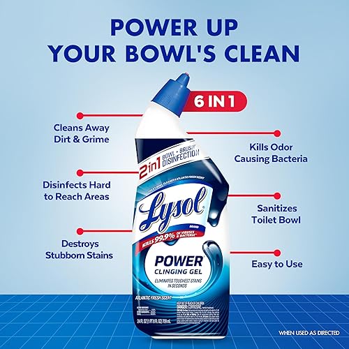 Miniatura 3 de Lysol Limpiador de inodoro, suministros de limpieza de baño de máxima potencia, gel limpiador de inodoro adherente, desinfectante y desodorizante,