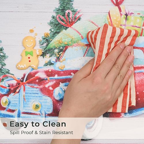 Miniatura 4 de FRESHMINT Juego de 2 alfombrillas de cocina navideñas para piso, antifatiga, impermeables y antideslizantes, acolchadas, lavables, cómodas, para