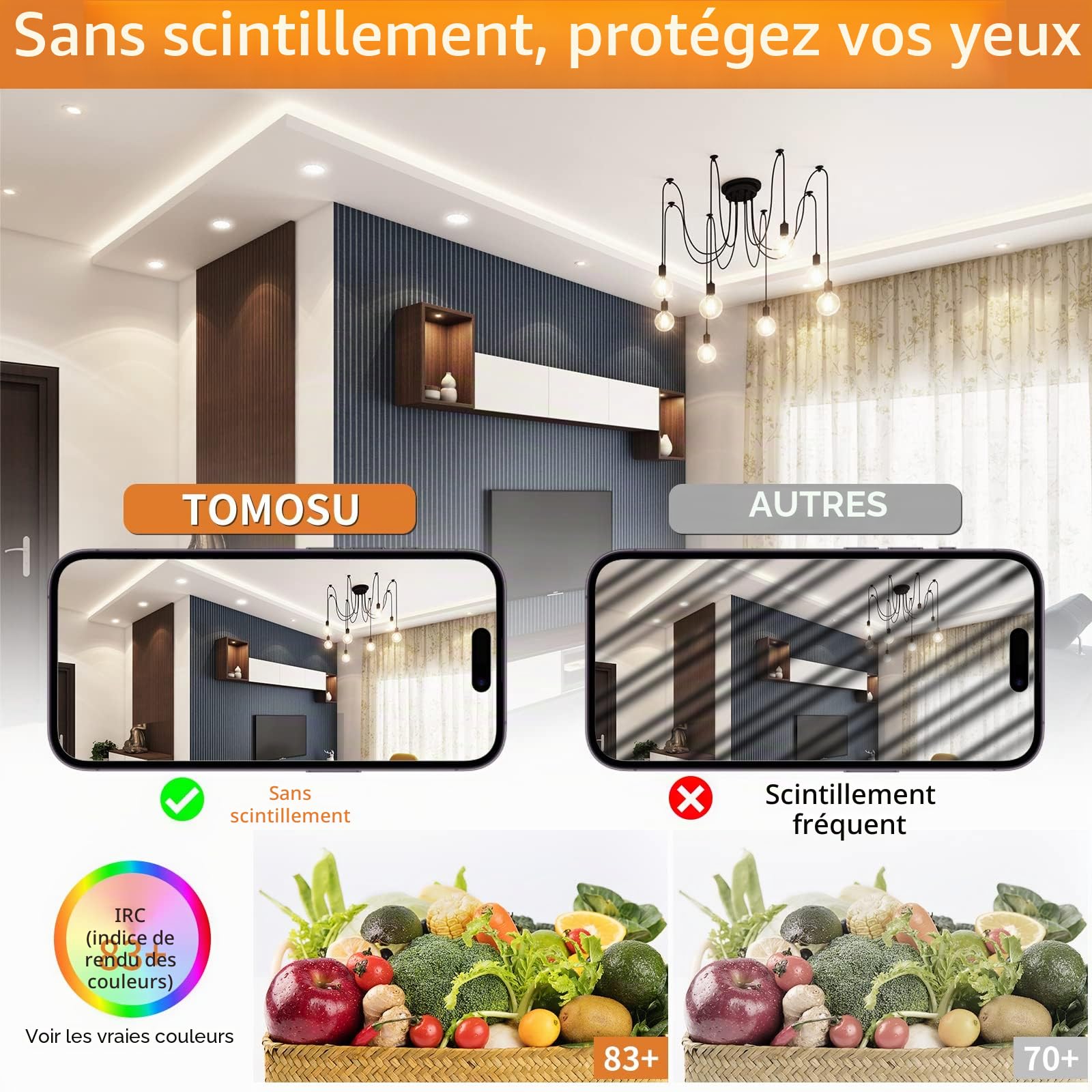 Tomosu Spot LED Encastrable Extra Plat, 5W 450LM Equivalent 50W Incandescence, IP44 Spot Etanche Salle de bain, Blanc Neutre 4000K, Trou Φ75-90mm, AC220-240V, Lot de 10