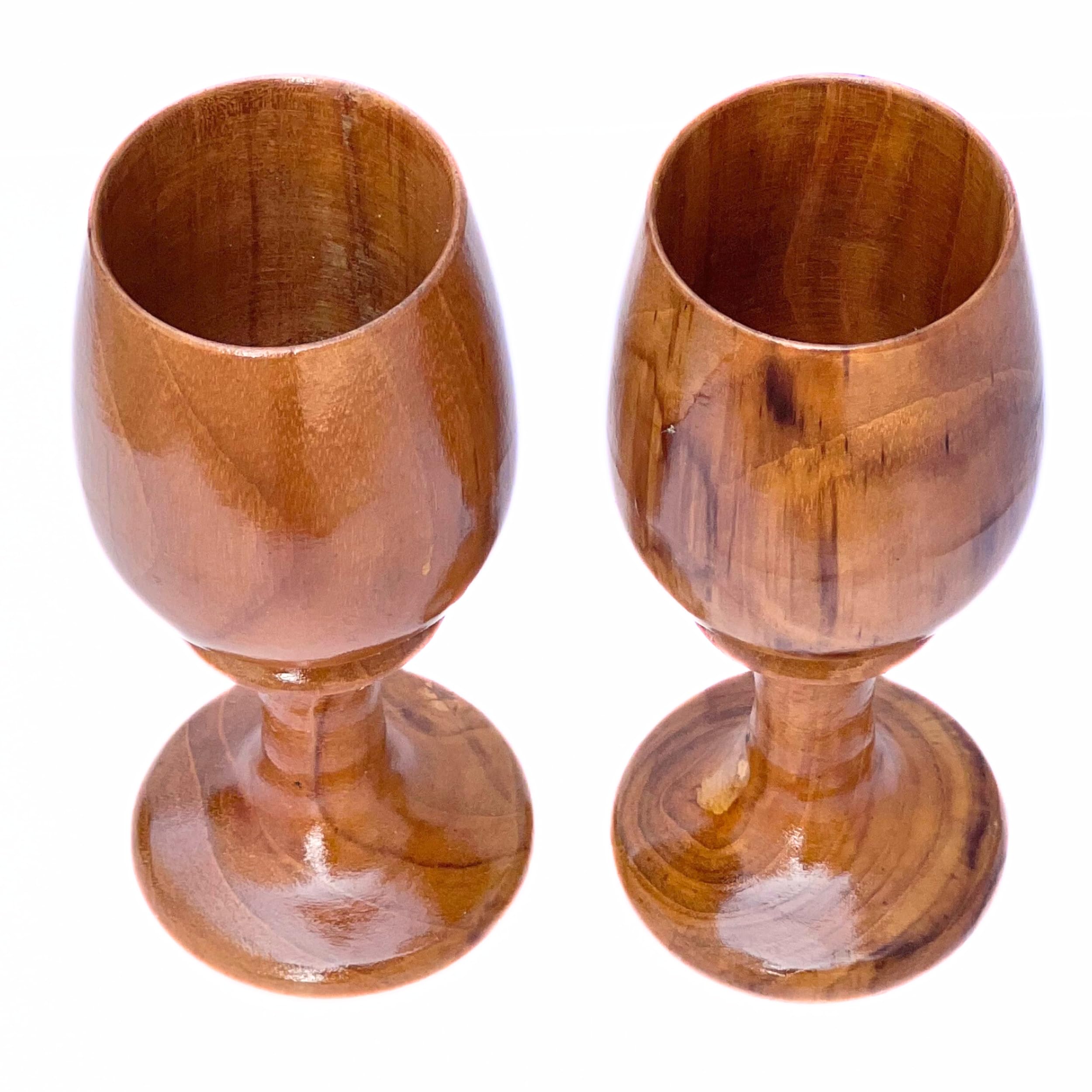 collectiblesBuy Handmade Wooden Smooth Finish Wine Goblet Kitchen Accessories Beverage Champagne Whiskey Antique Brown Drinking Wine Beer Ale Glass Drinkware Pack of 2