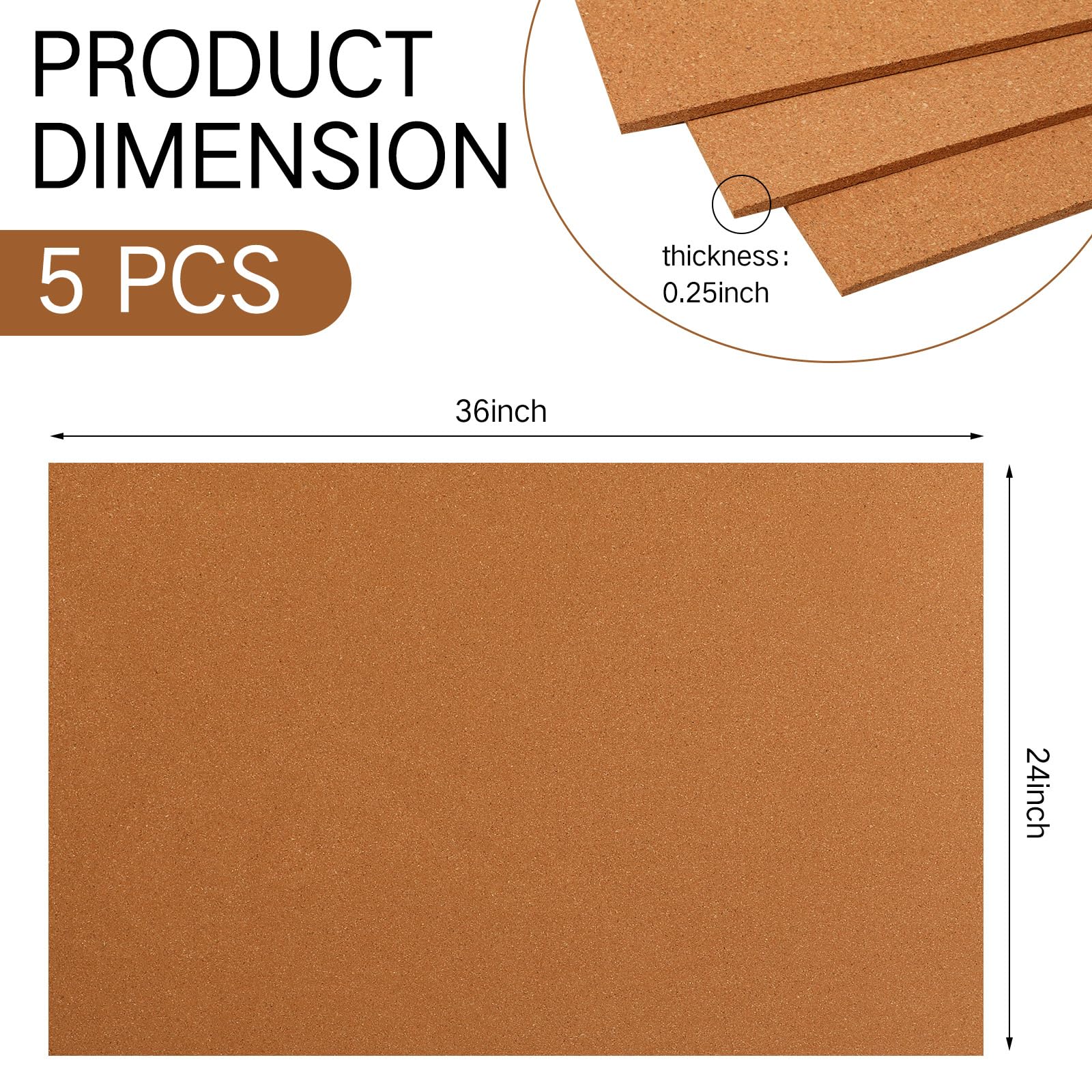 Wesiti Cork Sheets Set, 1/4 Inch Thickness Rectangle Frameless Cork Boards  Large Without Adhesive Cork Sheets for Bulletin Boards, DIY, Wall, Home