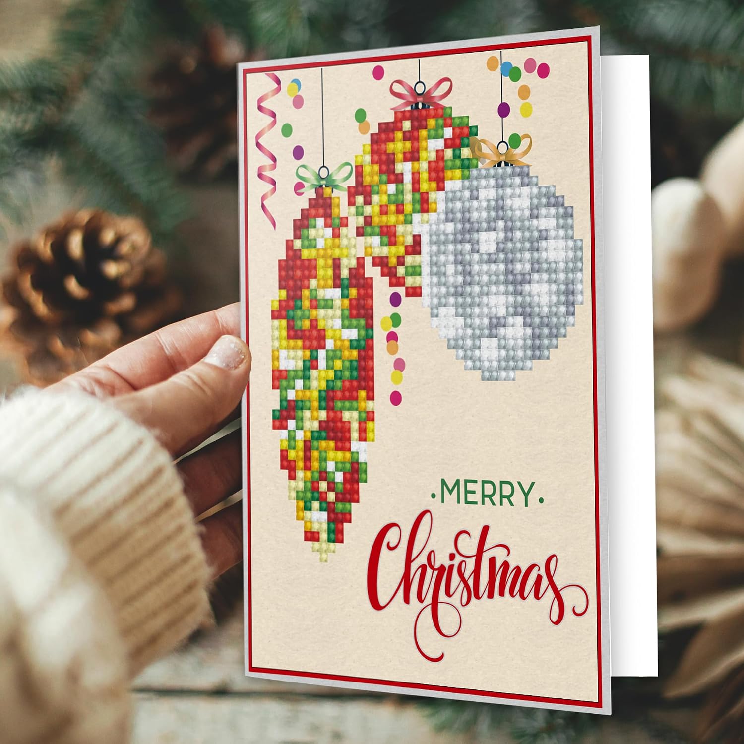 DIAMOND DOTZ Merry Christmas Baubles Traditional Card Diamond Painting Kits for Adults - Diamond Art Kits a Relaxing Creative Craft Kit with Dotz Gems
