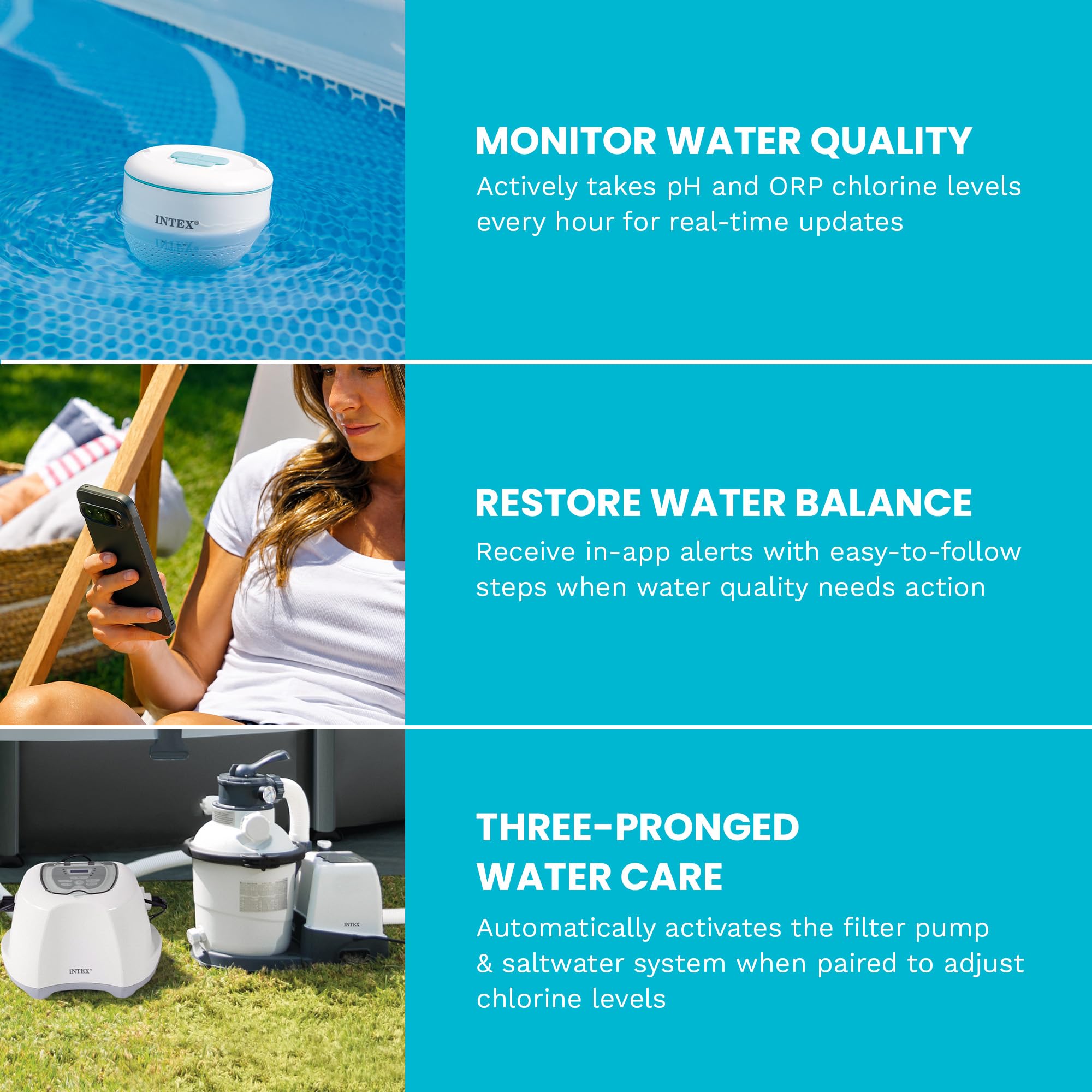 INTEX 28607E Testeur d'eau pour piscine et spa Système de surveillance
