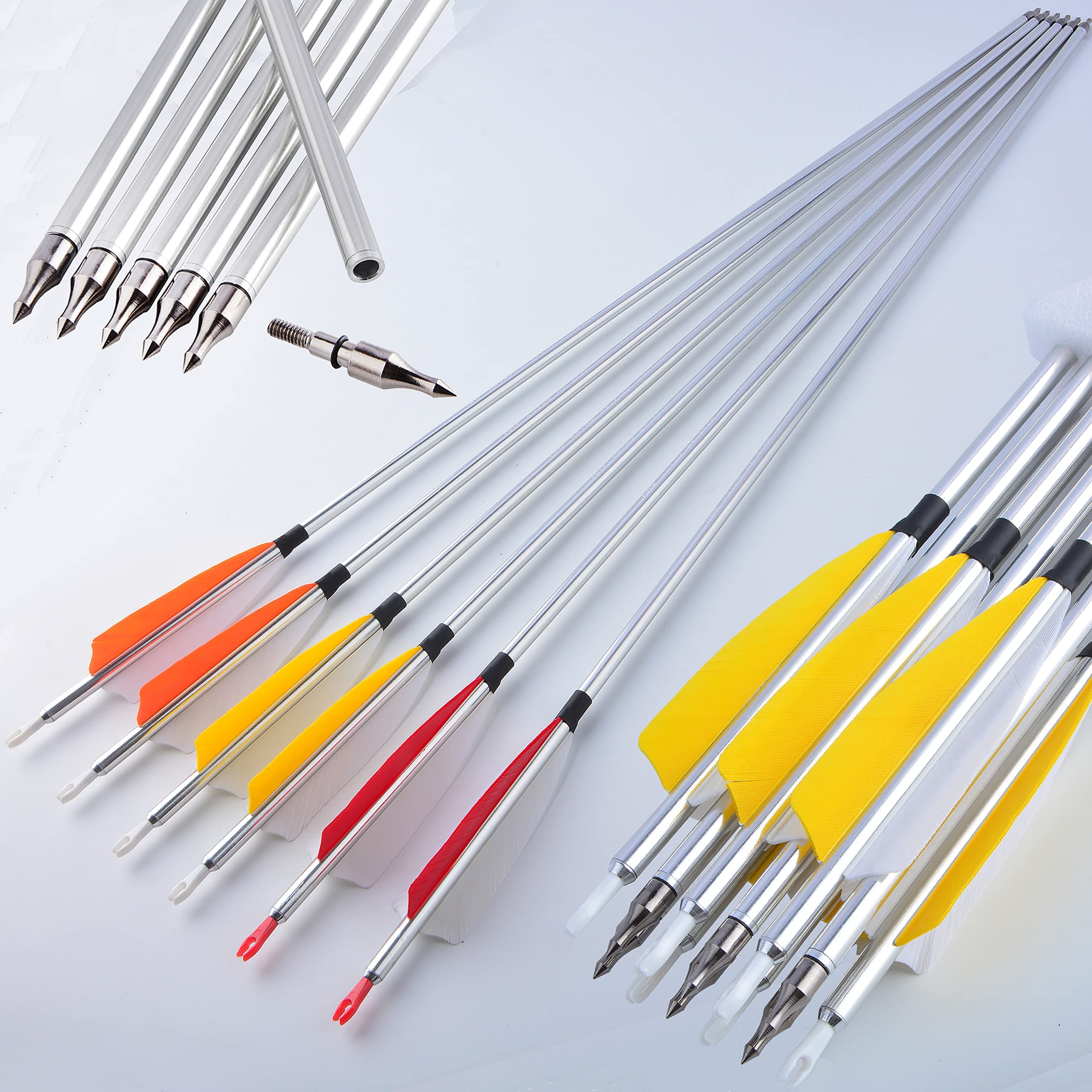 Flèches d'arc en Aluminium 500 flèches en Aluminium Flèches d'entraînement pour Cible 4 Pouces Plumes de Dinde colorées Flèches de Chasse (6, Jaune Flèches d'arc en Aluminium 500 flèches en Aluminium Flèches d'entraînement pour Cible 4 Pouces Plumes de Dinde colorées Flèches de Chasse (6, Jaune
