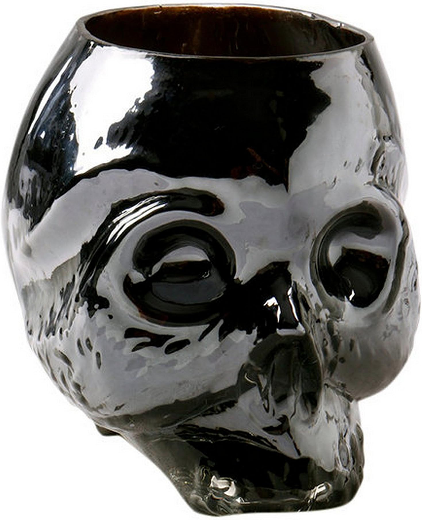 Anasa Decorative Skull Glass Showpiece (12.7 cm x 12.7 cm x 10.16, Silver Black)