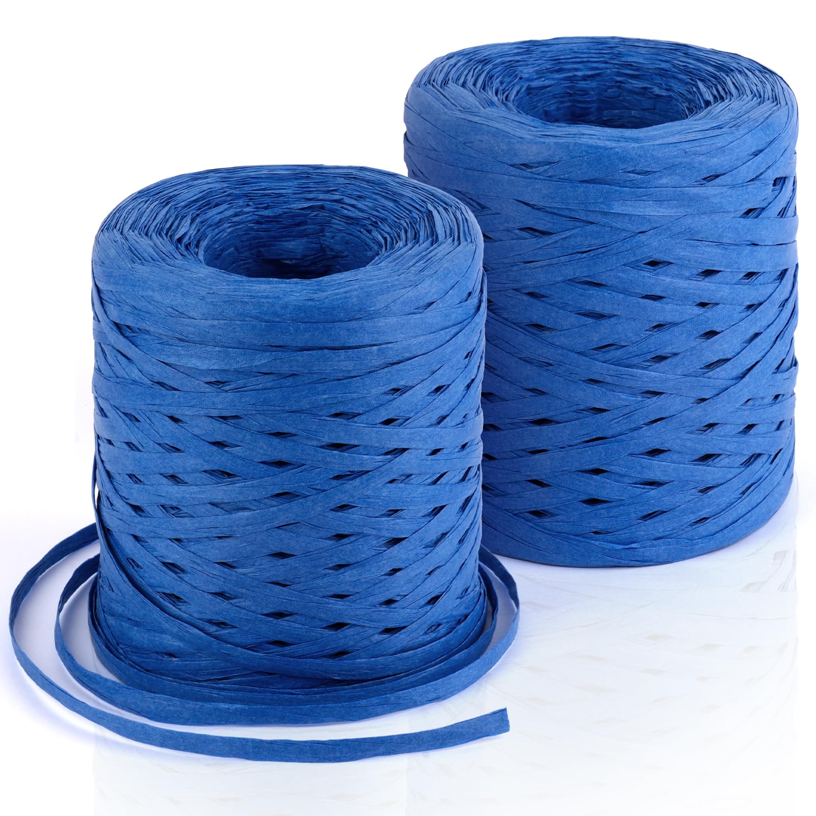 BEVTEE 436 Yards Raffia Yarn for Crochet, Ribbons for Crafts, Blue