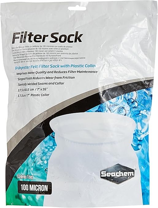 Seachem Laboratories 1552 Filter Sock (100 Micron) 17.5 x 40.5 cm, White