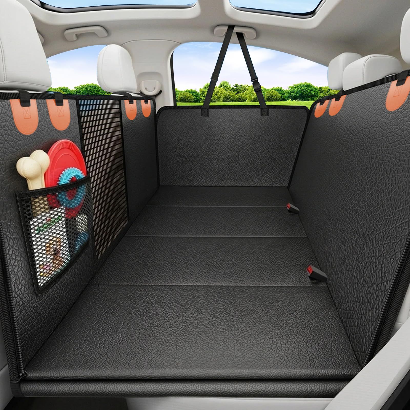 Photo 1 of URPOWER PU Leather Back Seat Extender for Dogs, 2026 Upgraded Hard Bottom Dog Car Seat Cover for Back Seat Holds 500 LBS, Waterproof Dog Car Hammock Anti-Scratch Pet Seat Protector for Car and SUV