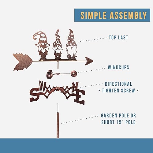 Miniatura 3 de SWEN Products Garden GNOME Veleta (montaje ajustable incluido)