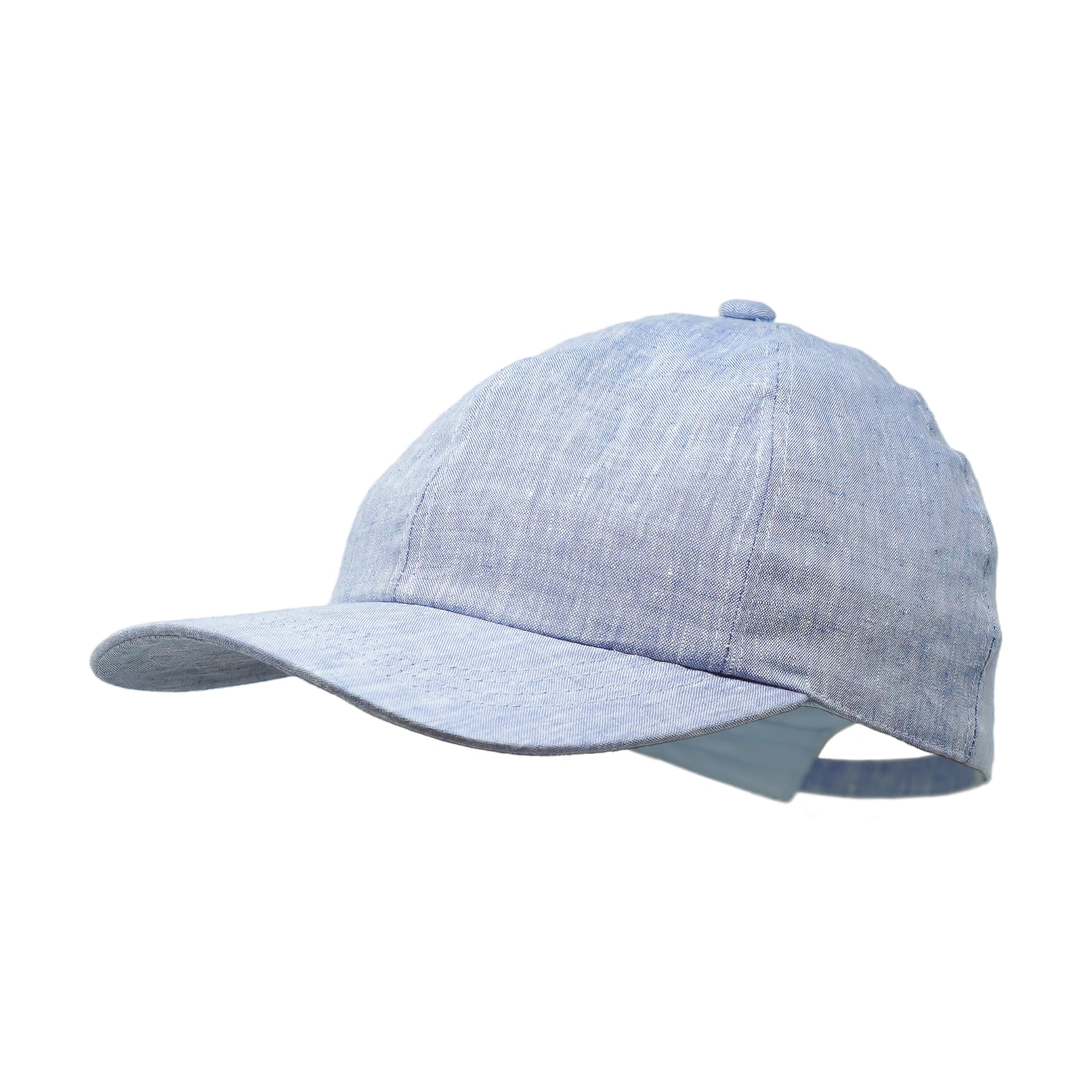 Borges & Scott Lniana czapka z daszkiem z regulowaną klamrą, unisex, jeden rozmiar, lekka męska czapka premium ze 100% bawełnianą podszewką w jodełkę - klasyczna pakowalna oddychająca czapka