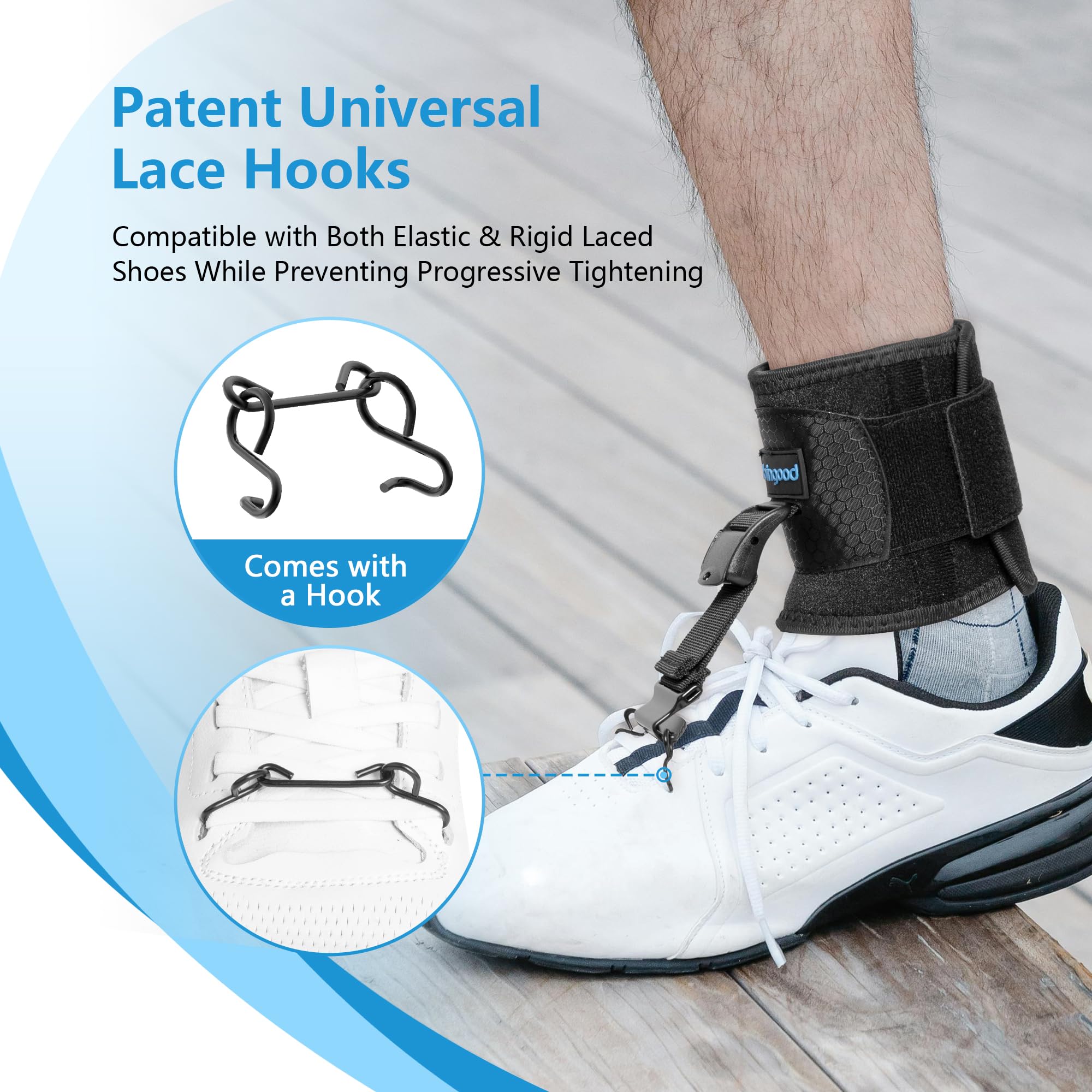 Soporte de pie para pie AFO para caminar, gancho de aleación de zinc actualizado con clip para zapatos, soporte ajustable para pie izquierdo o derecho, S/M