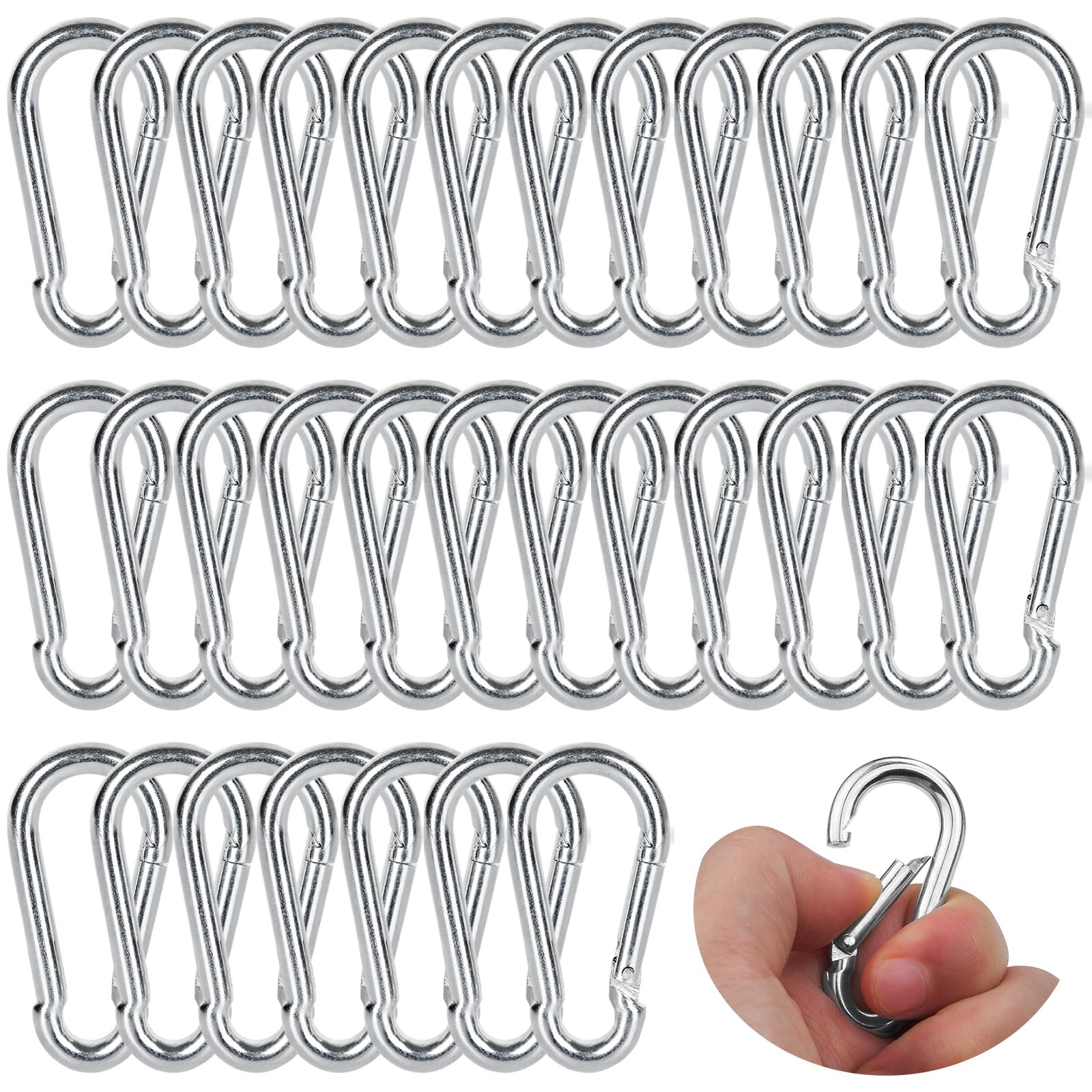 LANIAKEA 60 Pack 2inch Carabiner Clip Spring Snap Hook, M5x50MM Small Carabiner Clip Metal Clip Heavy Duty Rope Connector Heavy Duty Carabiner Clips for Home Gym, Outdoor Traveling, Swing, Hiking