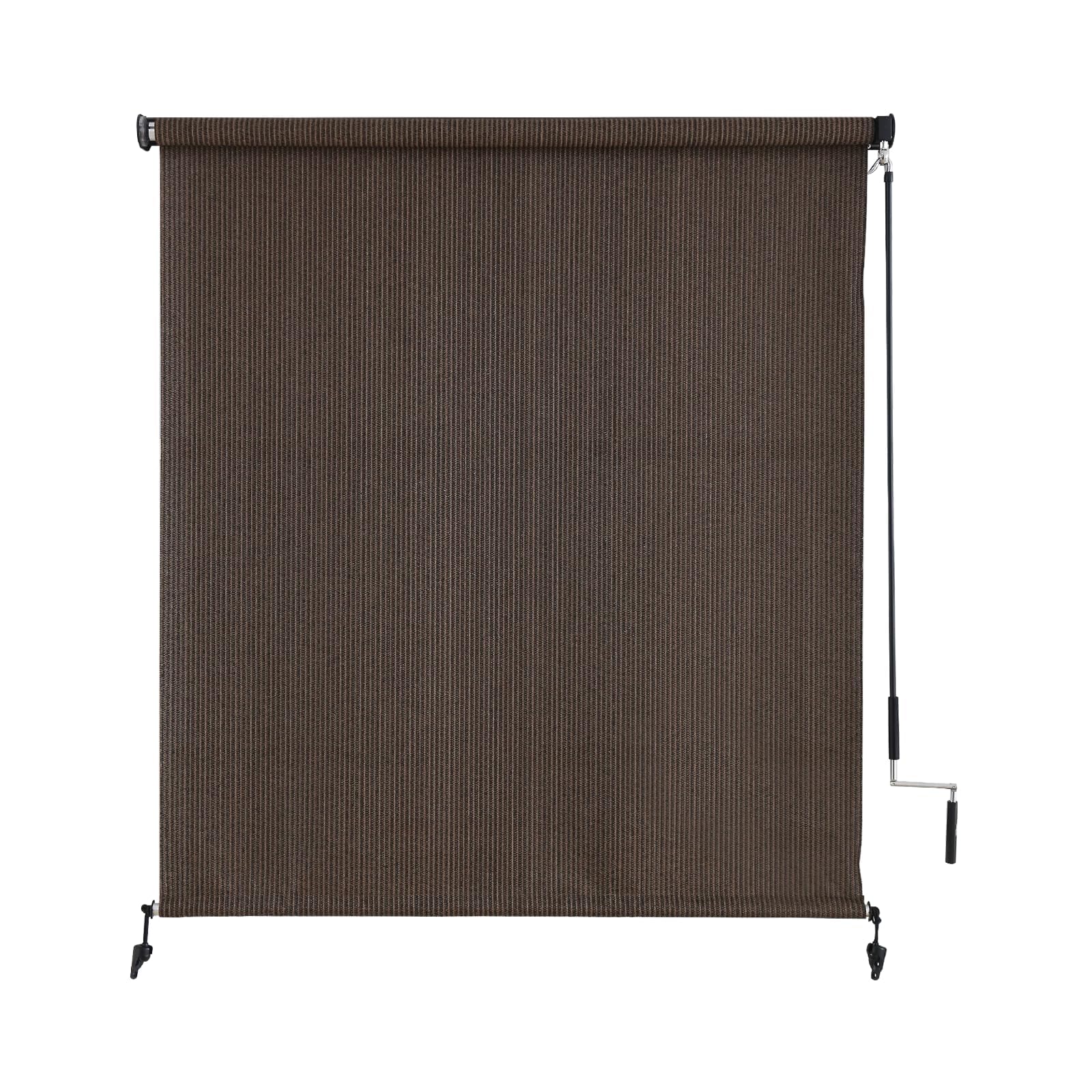 sunoff outdoor roller shades, cordless patio roller up blinds with shade cloth for porch gazebo pergola balcony backyard, 2 poles & 1 fabric, mocha, 60" wx96 h