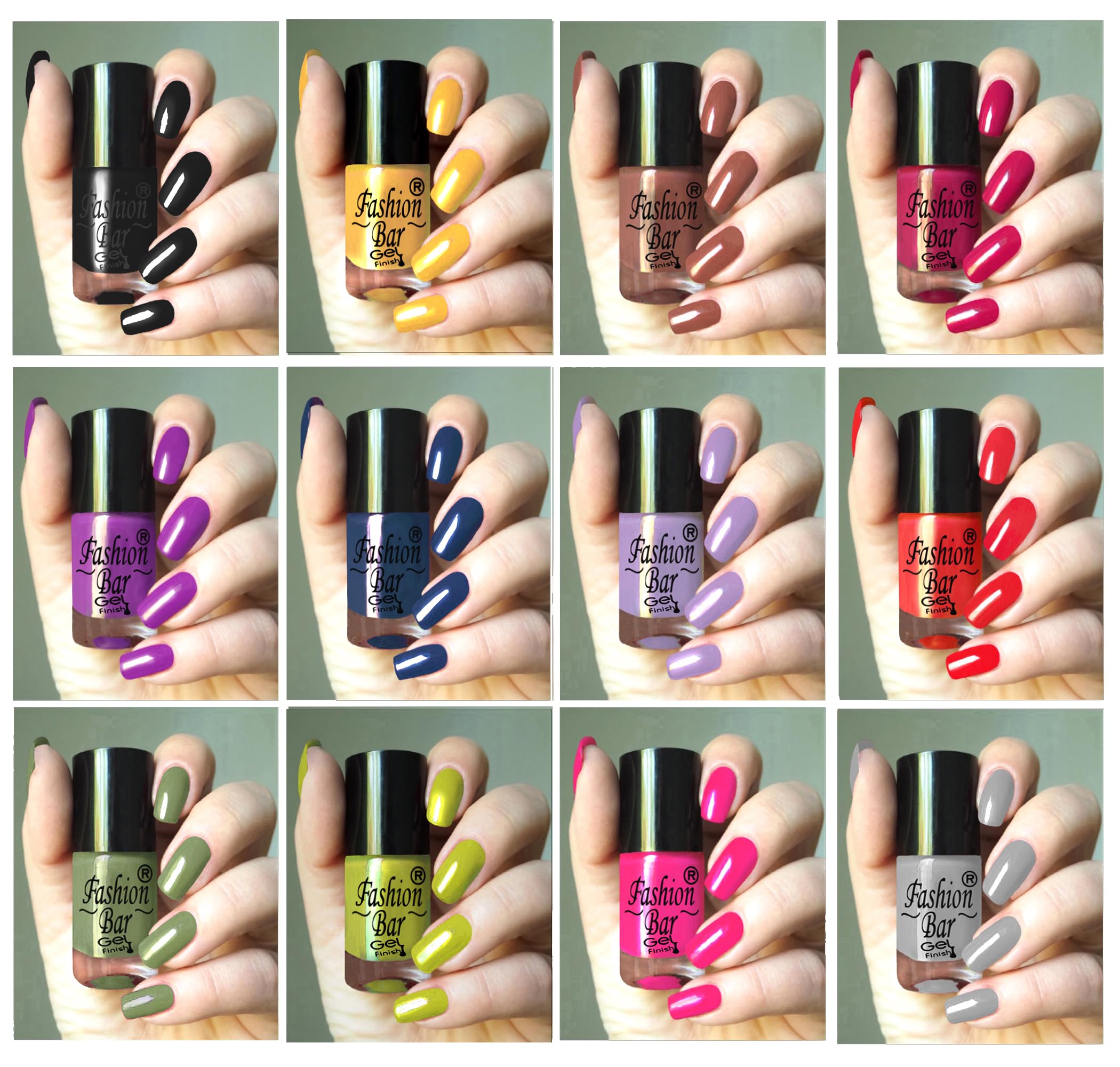 Fashion Bar Set of 12 Gel Finish Nail Polishes (COMBO- SET- 21), 6 Ml-image-18