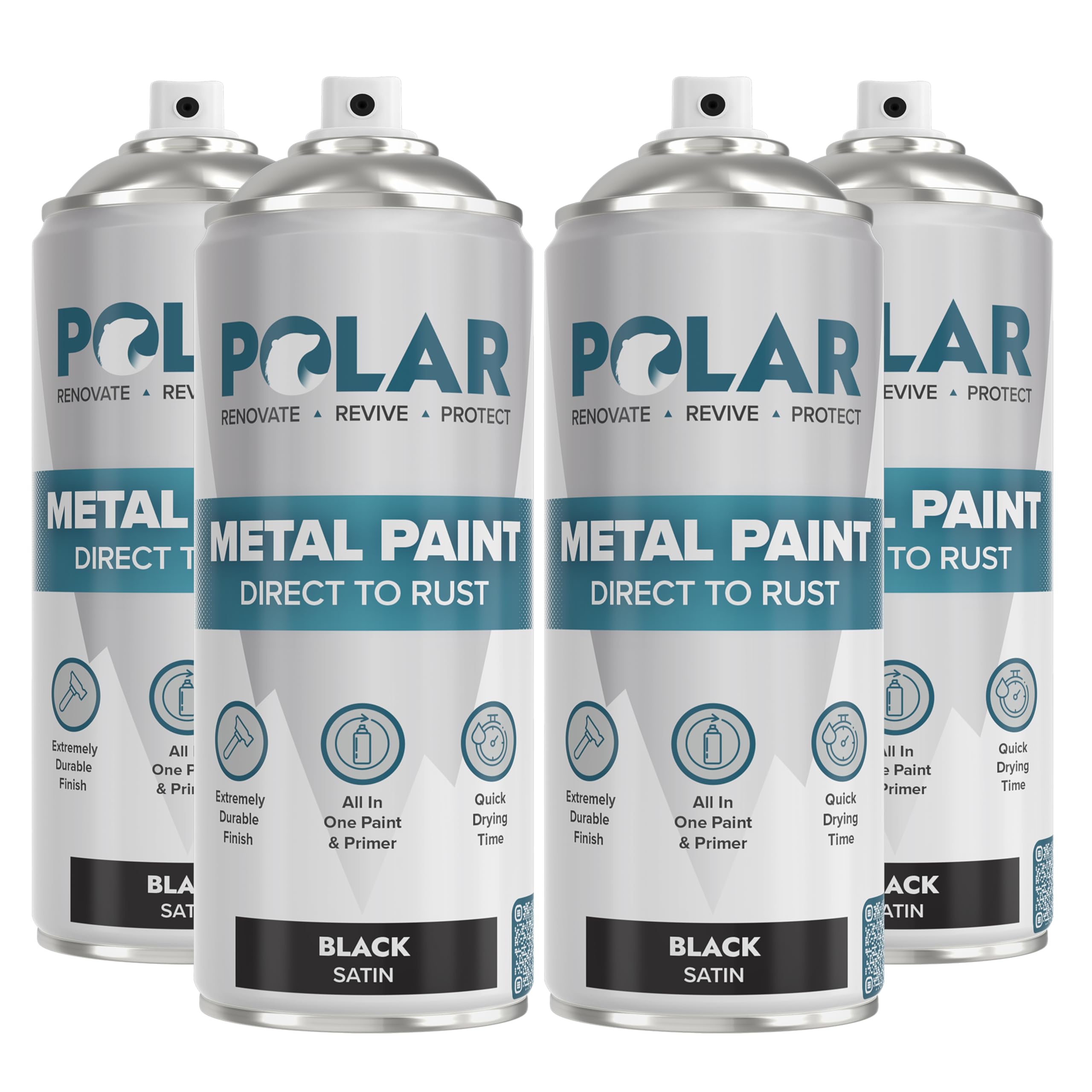 Sponsored Ad - Polar Specialist Coatings Satin Black Direct to Rust Spray Paint - 4 x 13.5fl oz - Protect and Stop Rust & Corrosion - Primer, Undercoat, Topcoat - Quick Dry Formula - Ideal for Metal, Wood, Plastic