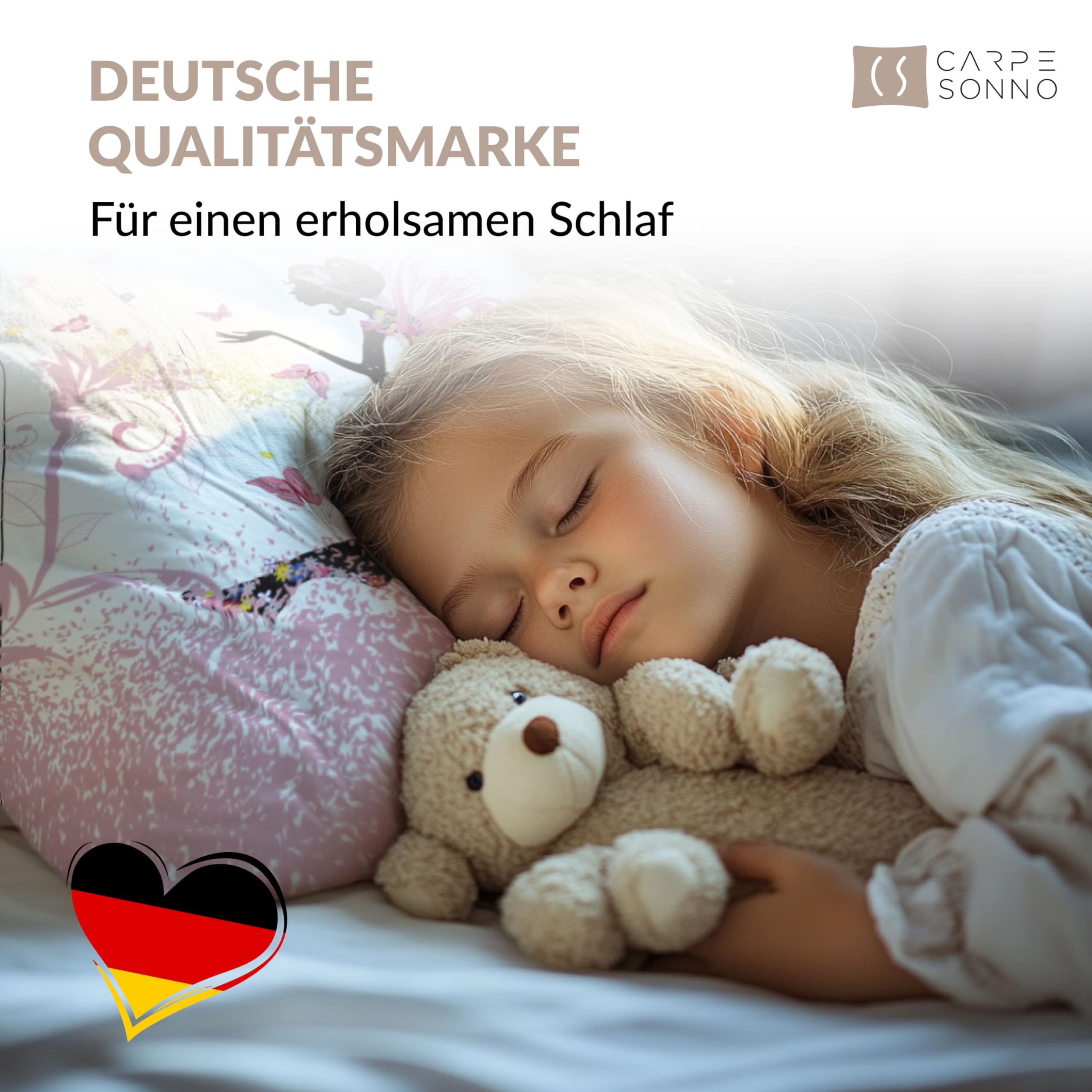 Carpe Sonno Kinder Bettwäsche 135x200 Kinder [Leuchtet im Dunkeln] Fee Motiv + 10 Spiele | 100% Baumwolle + Oeko-Tex 100 | Kinderbettwäsche Glow in The Dark | Schmetterling Bettwäsche Mädchen 135x200