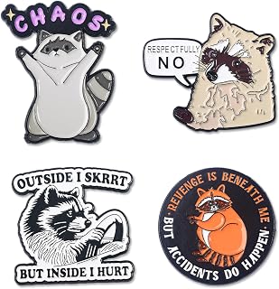 GTOTd Cute Raccoon Animal Cartoon Enamel Lapel Pin（4 Pack） Animal Decor Merchandise Gifts Party Supplies Accessories Brooch Badge for Bag Backpack Decoration Art DIY Crafts