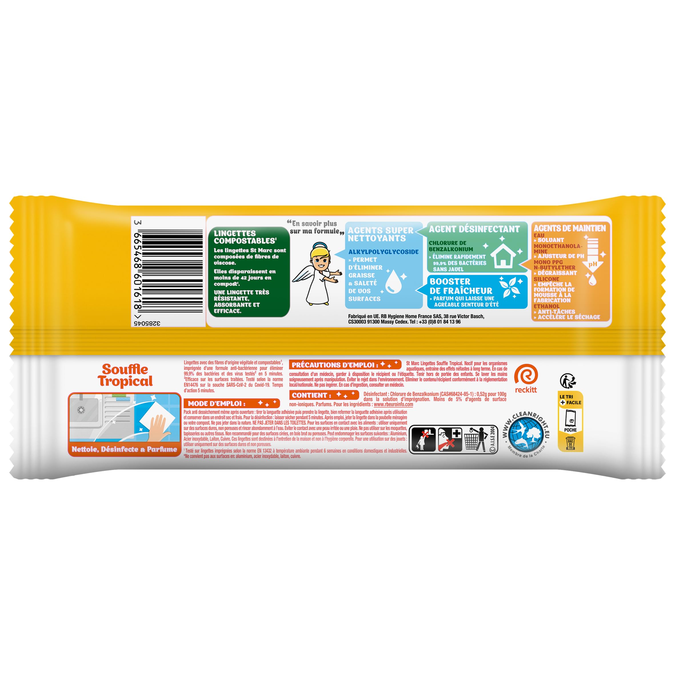 St Marc - Lot de 10 Lingettes désinfectantes x42 - Souffle Tropical