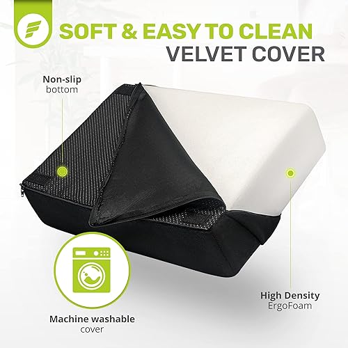 Miniatura 9 de ErgoFoam Reposapiés ajustable con parte superior plana, espuma resistente a la compresión de alta densidad, antideslizante, negro, moderno, oficina