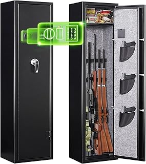 KAER 【2024 New】 5 Gun Safe,Large Gun Safes for Home Rifle and Pistols,Rifle Safe Gun Cabinet with Removable Shelf, Anti-Theft Long Gun Cabinets for Rifles and Shotguns with Silent Mode - KAER