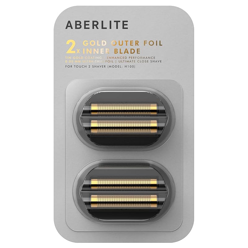 Cabeça de reposição para barbeador Aberlite Touch 2, lâmina interna e película externa, Gold, pacote com 2 conjuntos de 2 peças