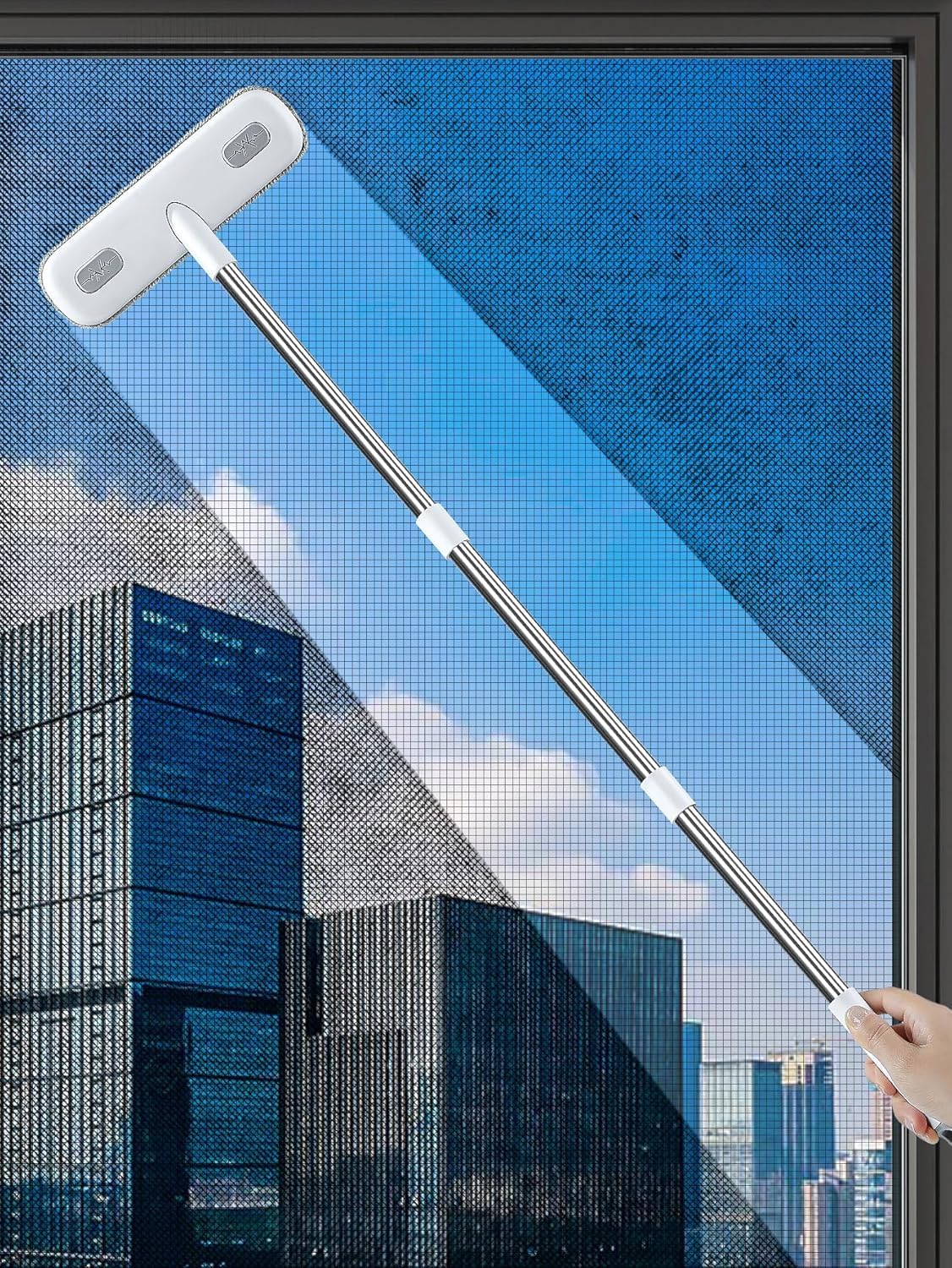 IMHOCleaning Brush for Window Screen, Screen Cleaner Tool, 2 in 1 Mesh Screen Cleaning Brush, Small Brush for Patio, Door, Porch Screens, White &Grey Brush Cleaners for Screen