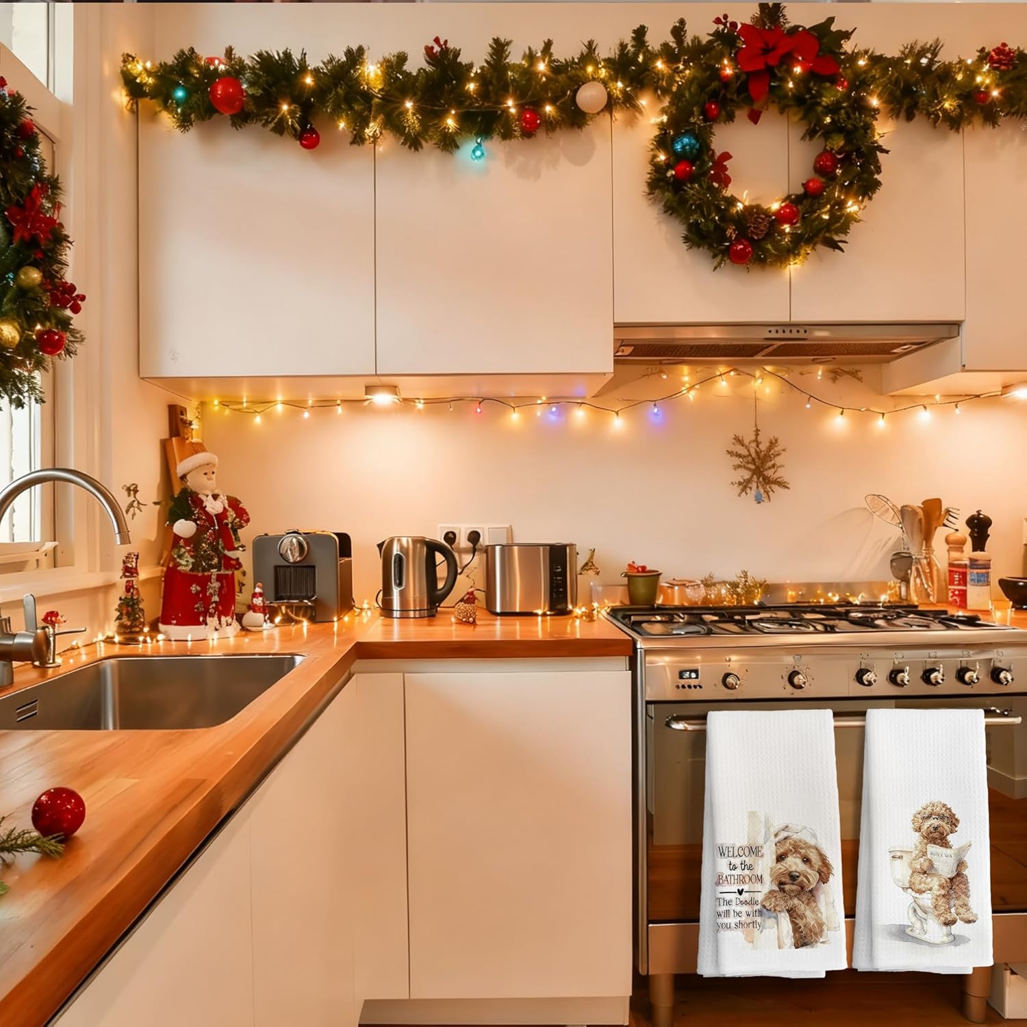 Funny Goldendoodle Bathroom Hand Towels Set of 2, Goldendoodle Gifts, Dog Bathroom Decor,Funny Dog Decorative Hand Towels for Restroom Washroom,16x24 Inch - Image 3