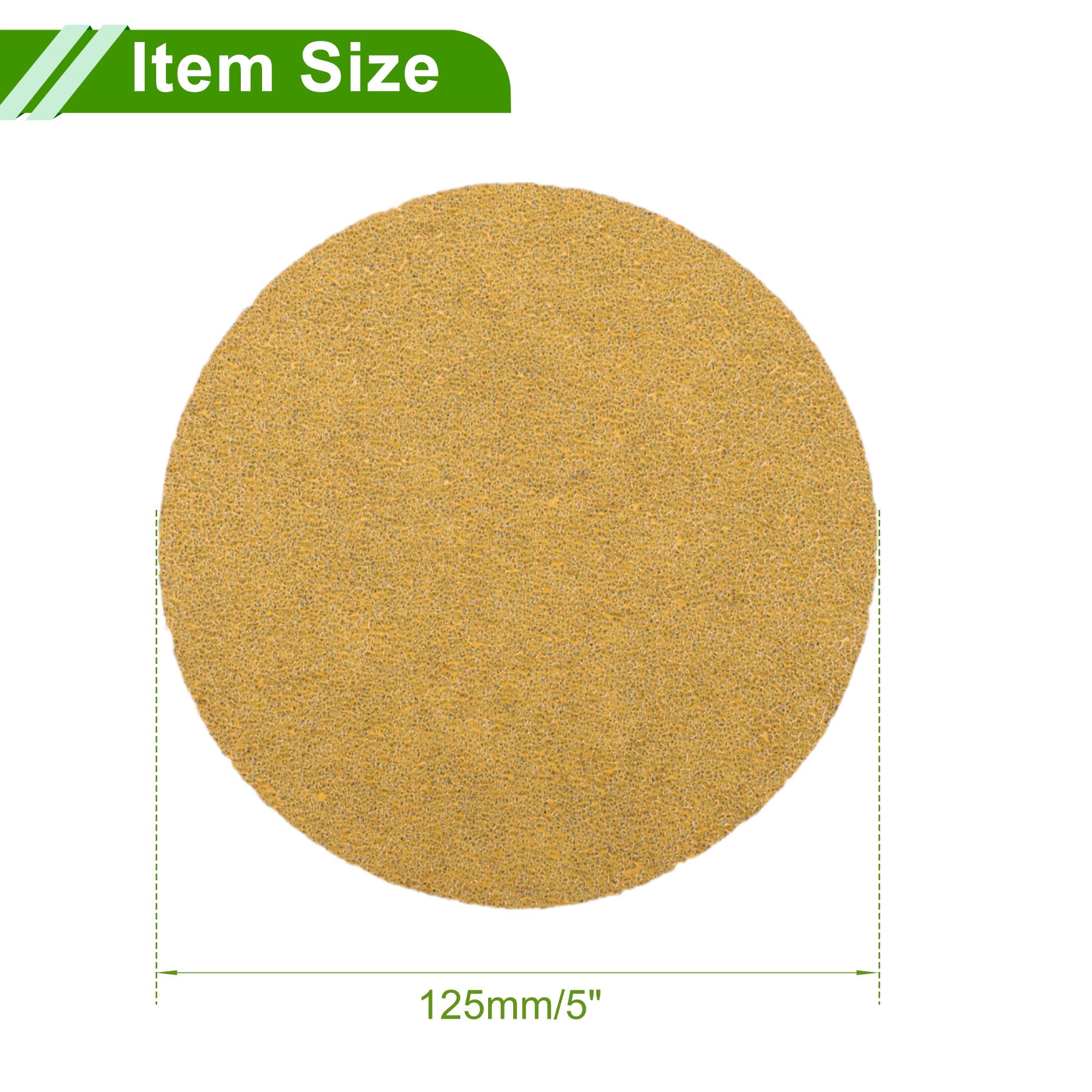 Disco De Lijado 5" 100Pcs Para Madera Metal Y Compuestos | Color Amarillo, Material Abrasivo Óxido De Aluminio, Soporte Base De Papel, Gancho Y Bucle, Grado 40, Tamaño 125mm